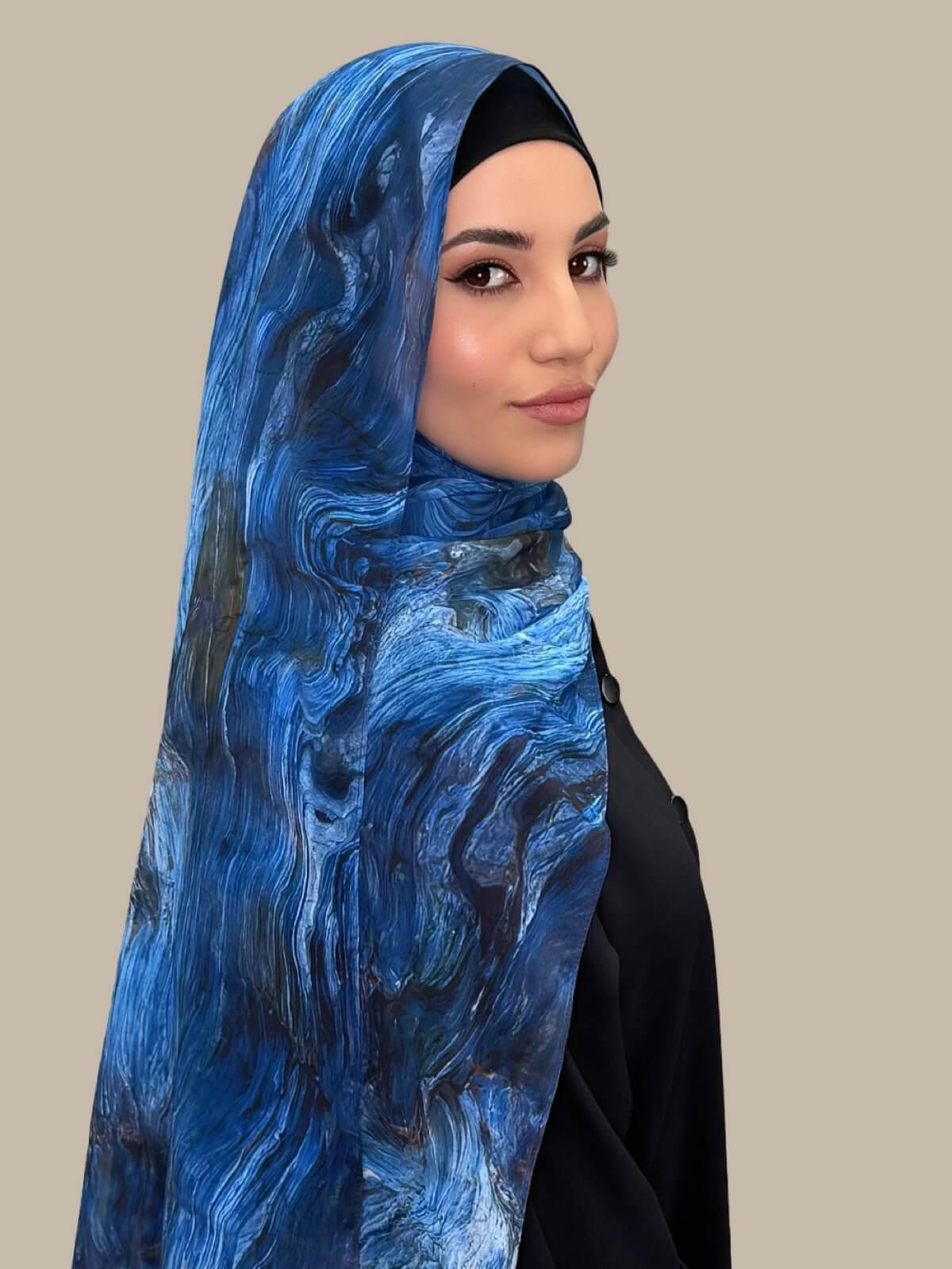 Printed Chiffon Hijab-Ocean Mist
