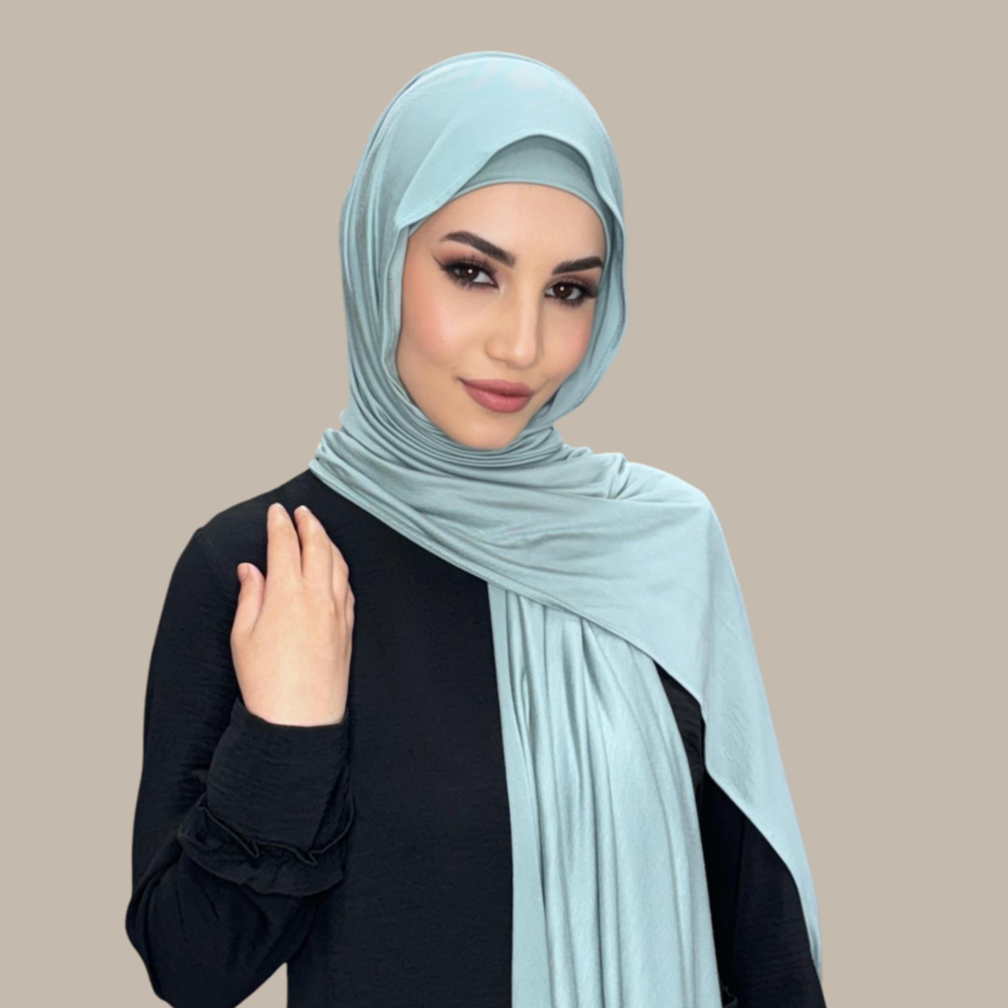 Premium Jersey Hijab-Pale Cyan