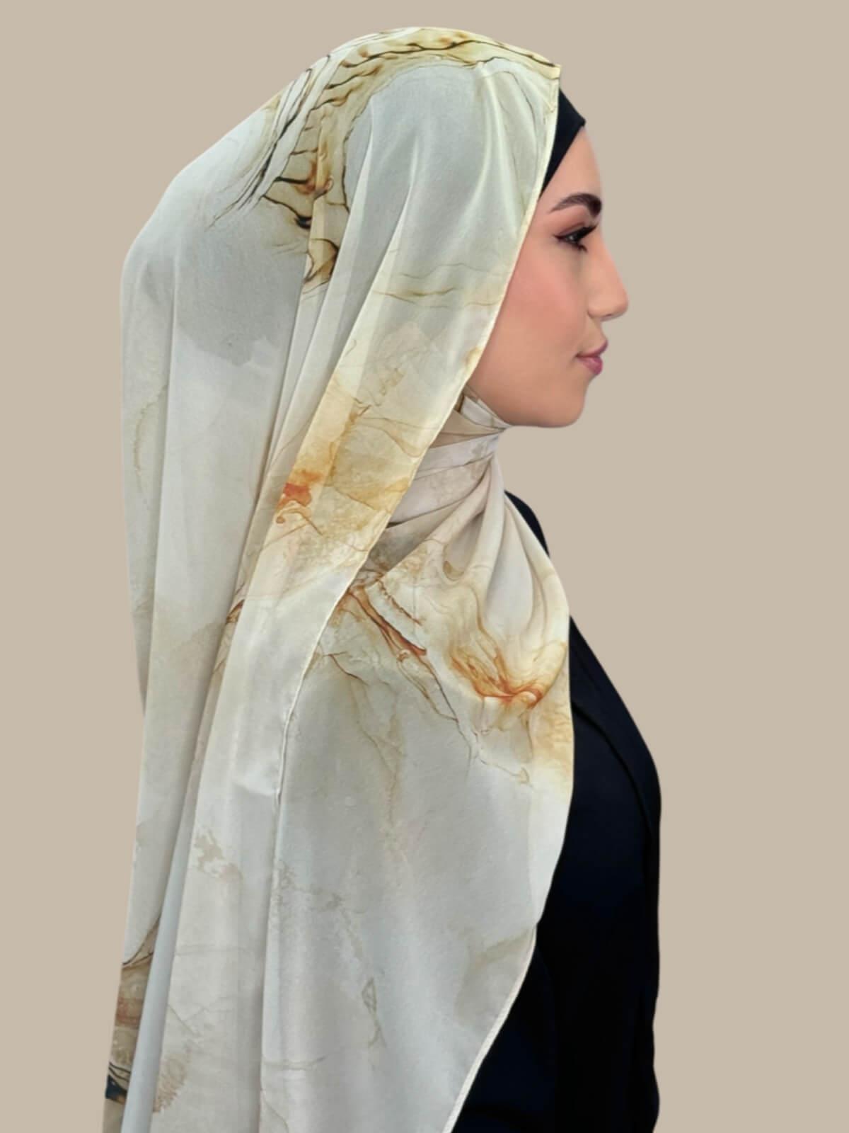 Printed Chiffon Hijab-Desert Dust