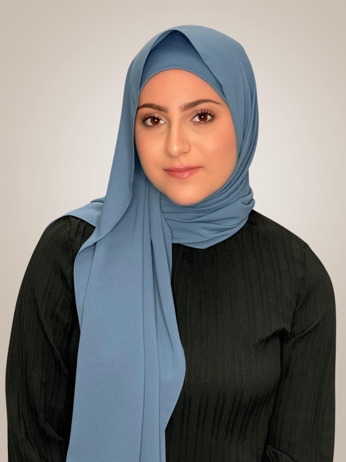 Modish Girl Matching Chiffon Hijab Set-Cool Blue