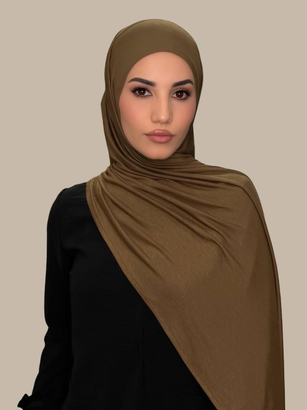 Pre-Sewn Jersey Hijab-Bark