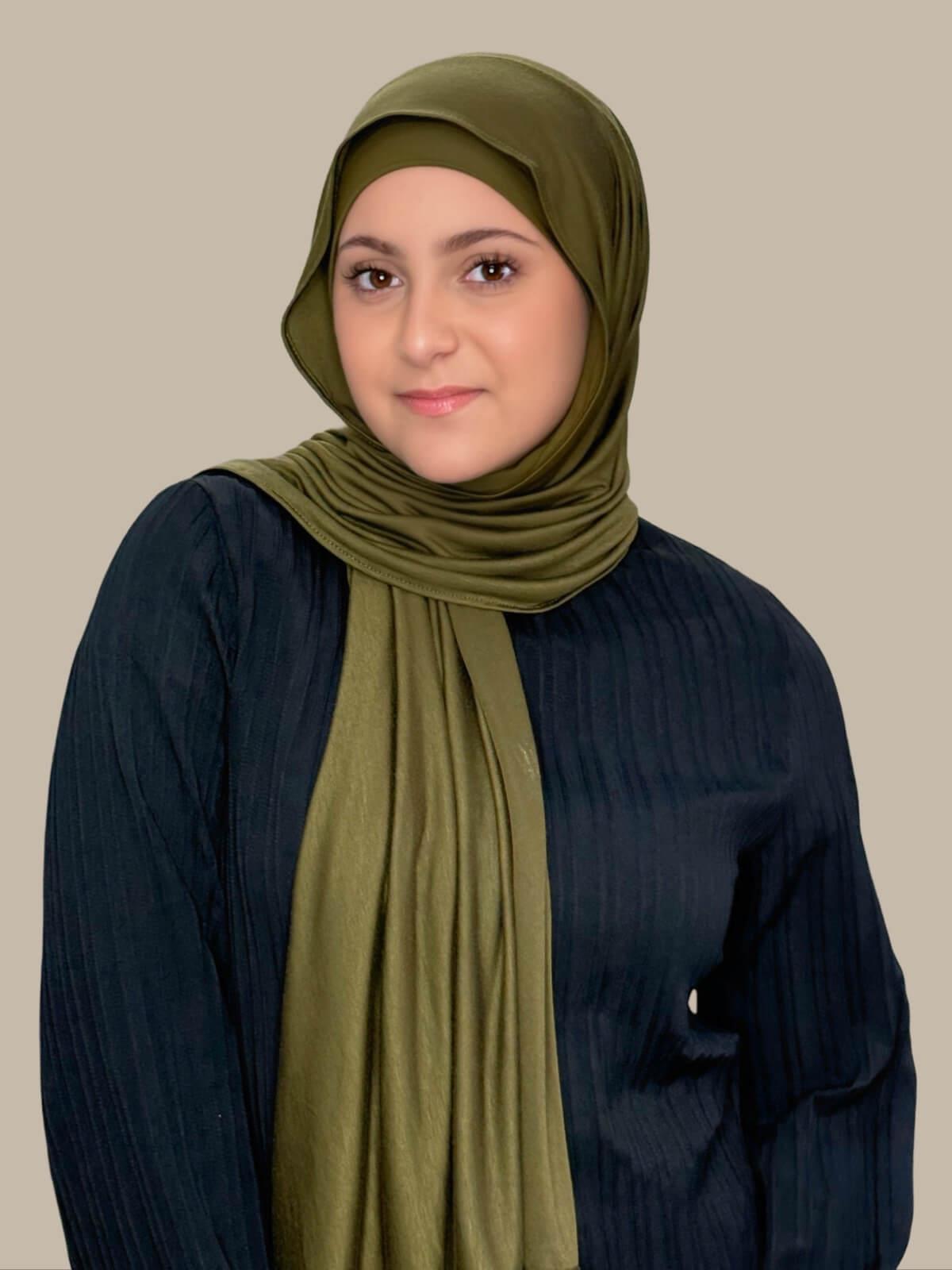 Modish Girl Premium Jersey Hijab-Olive Green