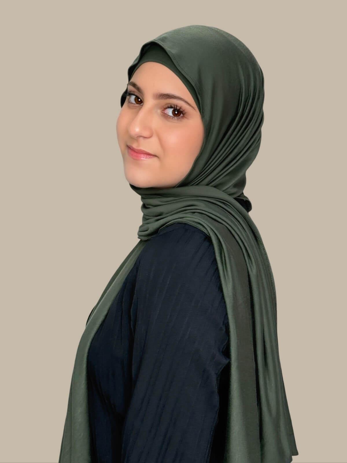 Modish Girl Premium Jersey hijab-Army Green