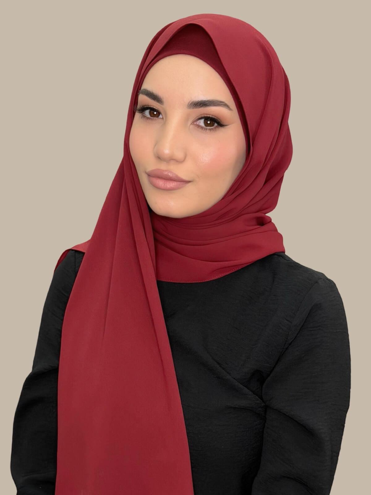 Matching Chiffon Hijab Set-Mahogany