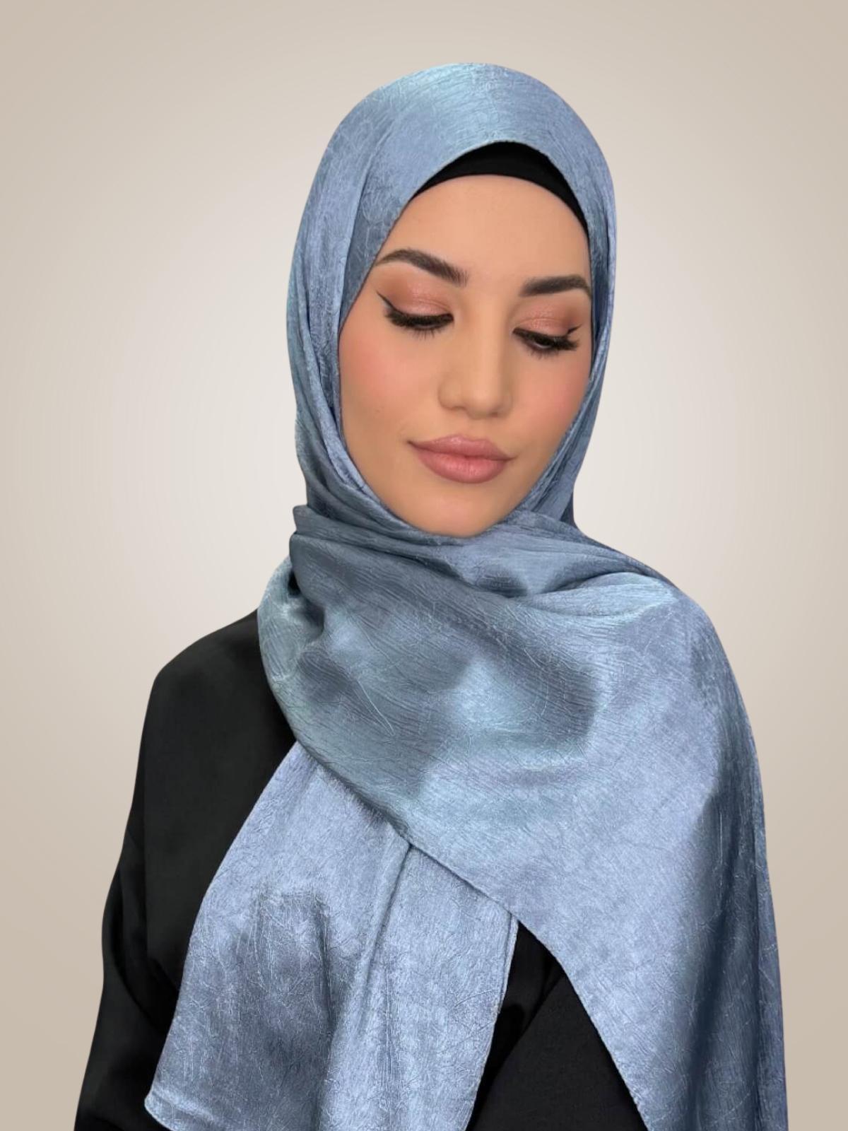 Classic Satin Hijab-Jean Blue