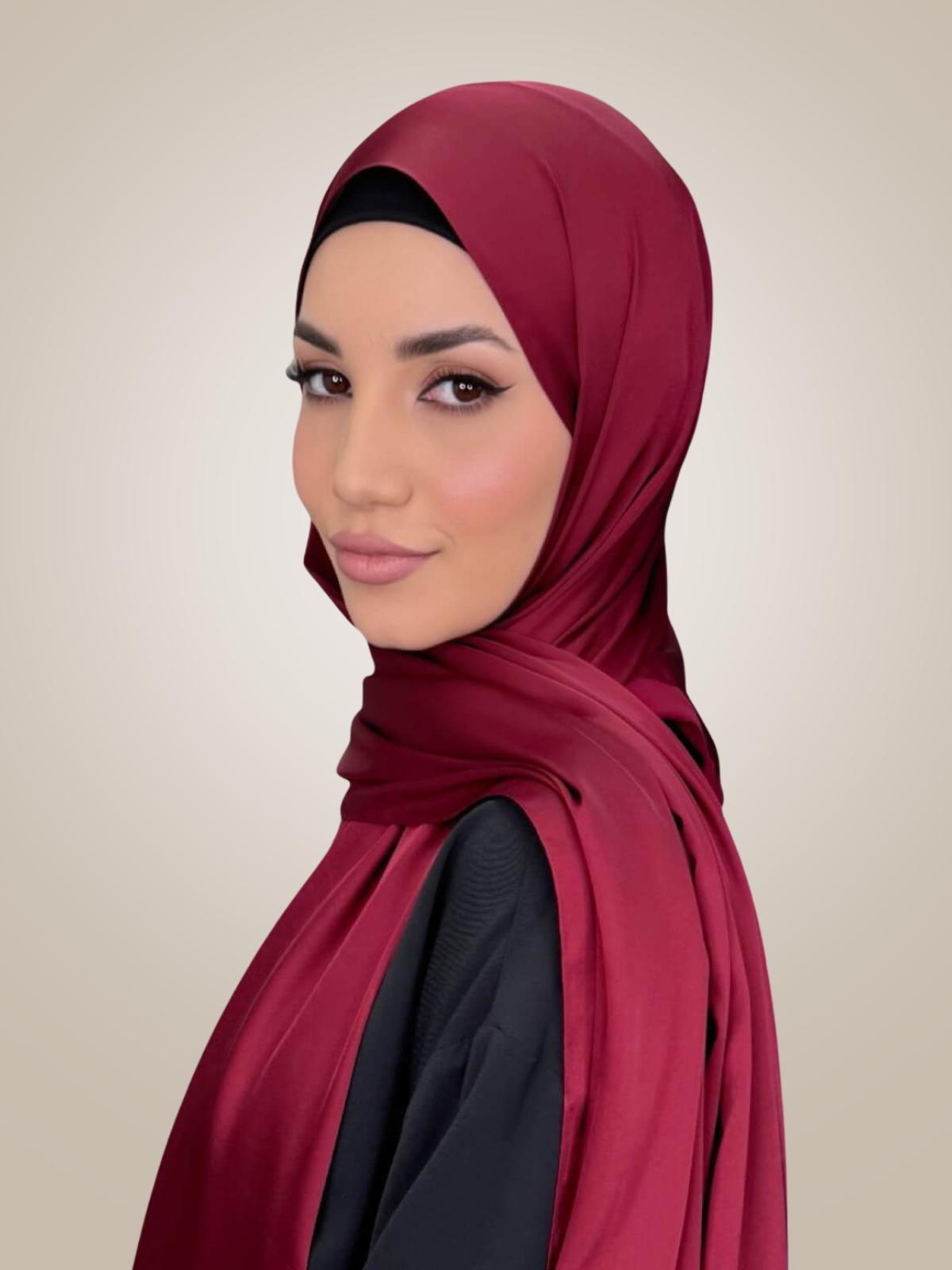 Premium Satin Hijab-Velvet Wine