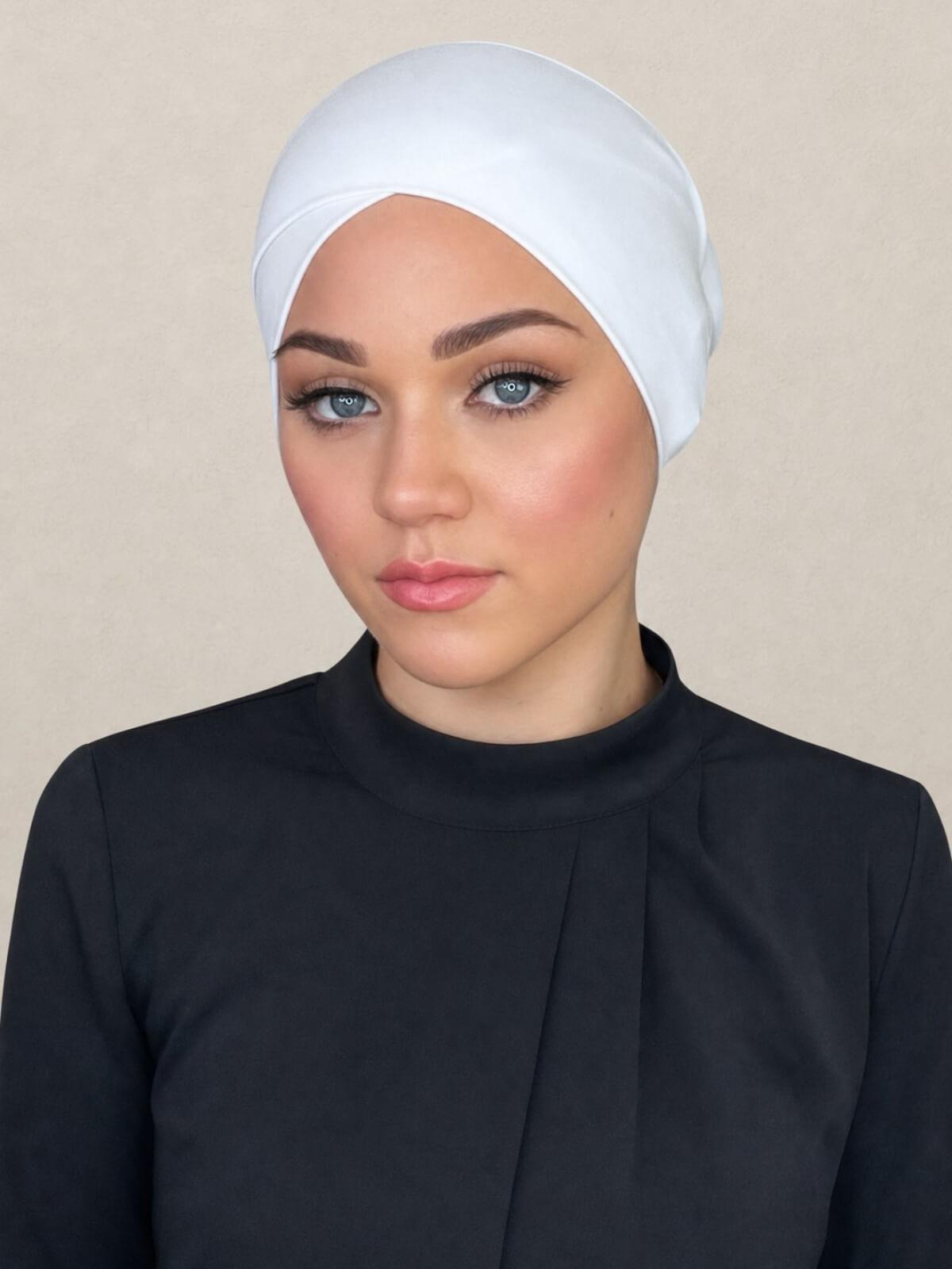 Premium Jersey cross front underscarf-White