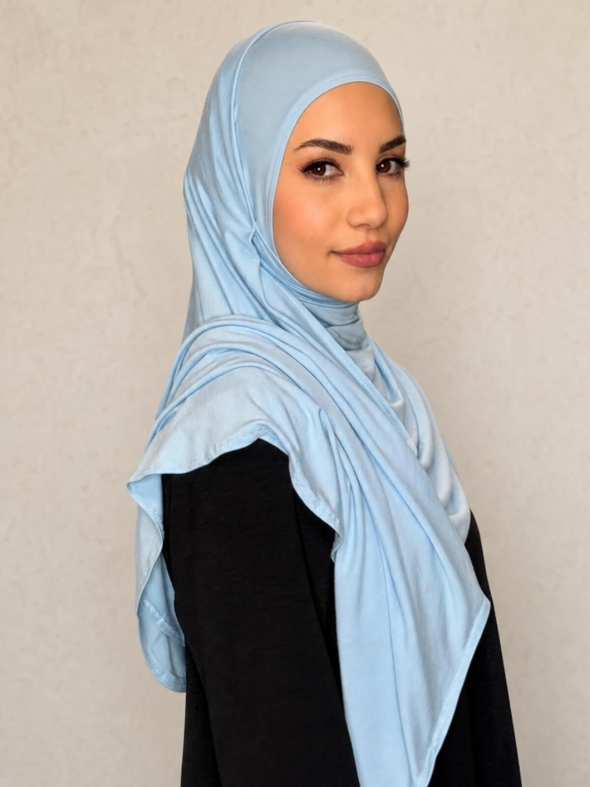 Pre-Sewn Jersey Hijab-Baby Blue