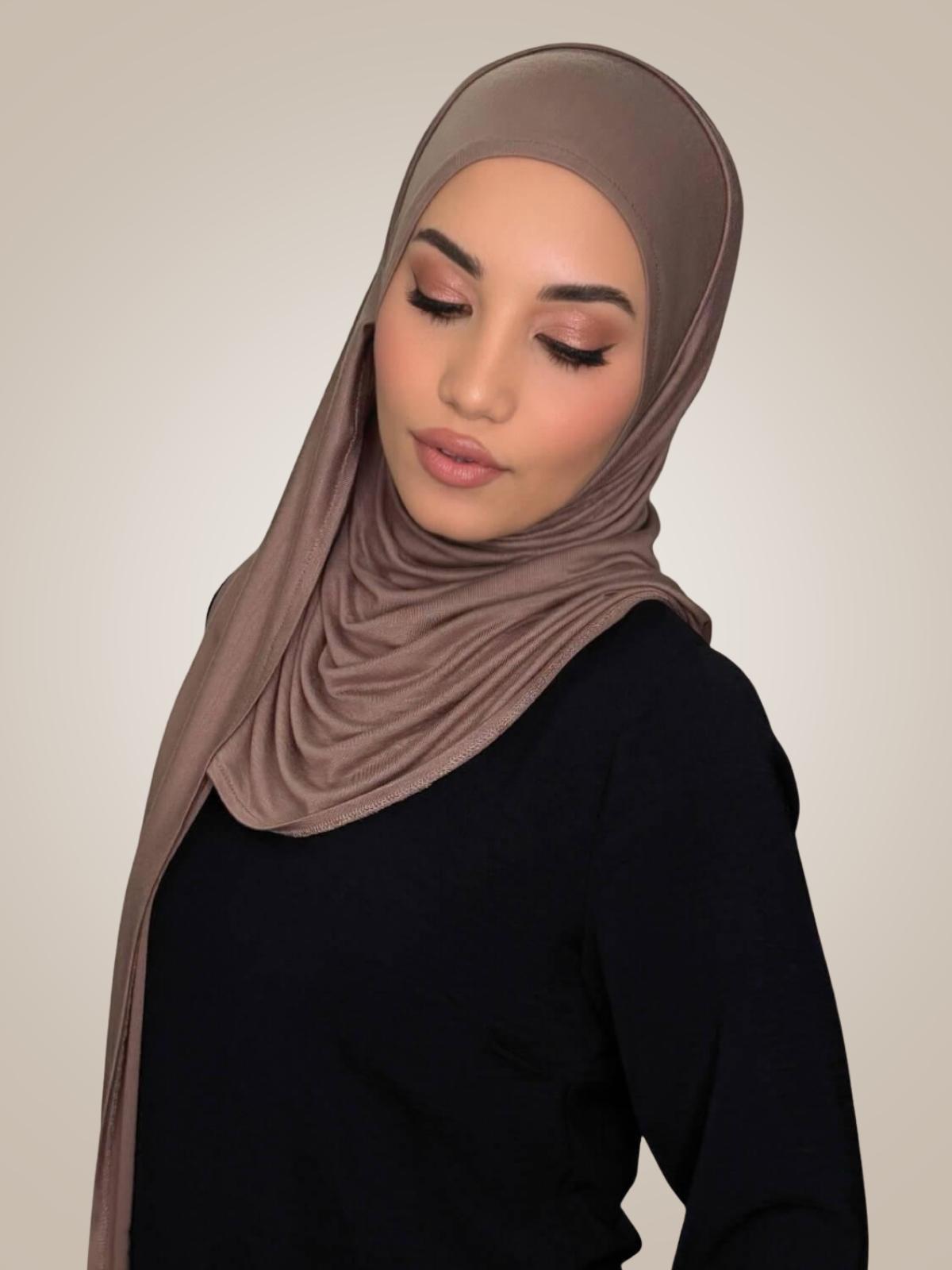 Pre-Sewn Jersey Hijab-Truffle