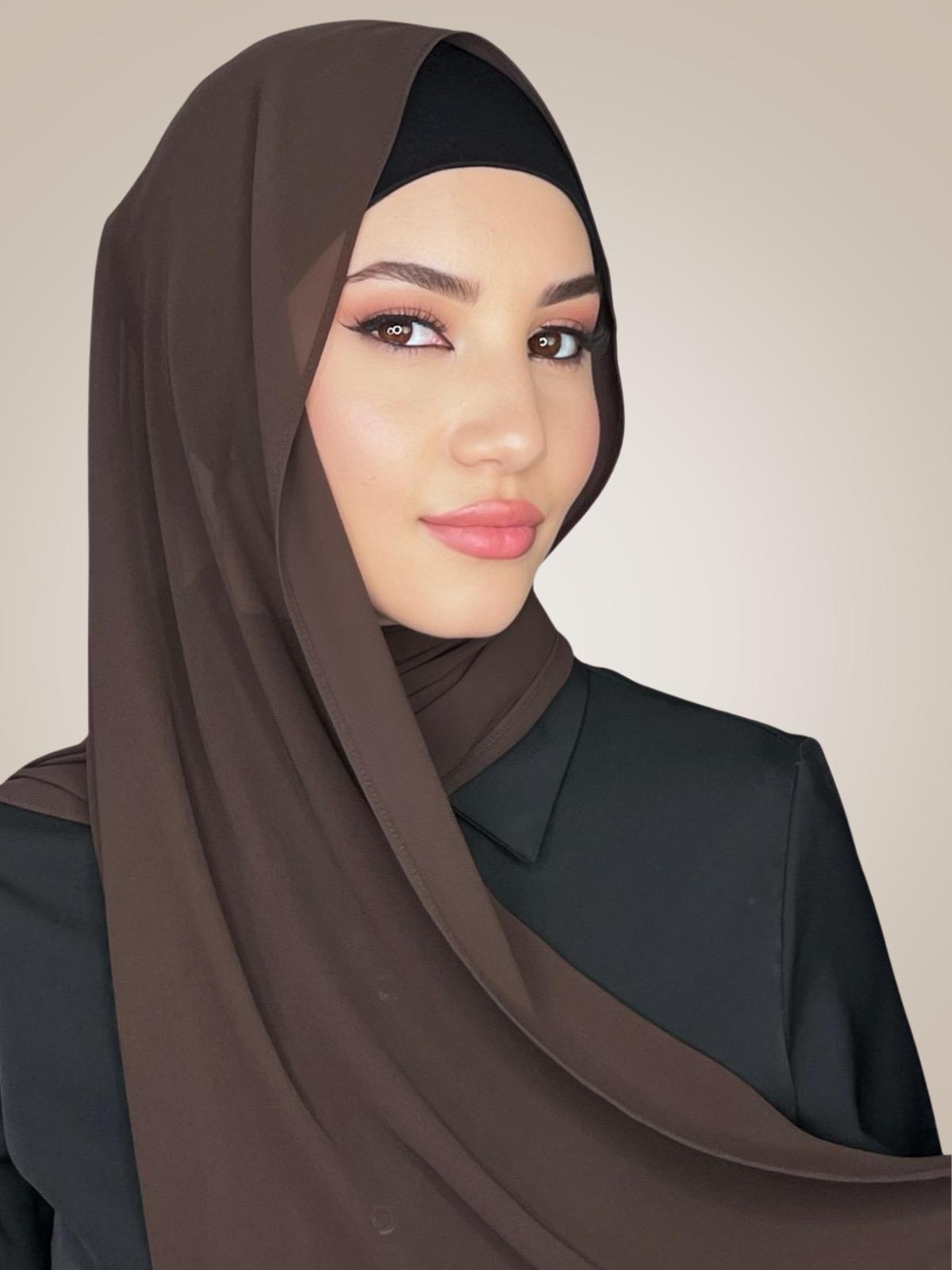 Luxury Chiffon Hijab-Brown