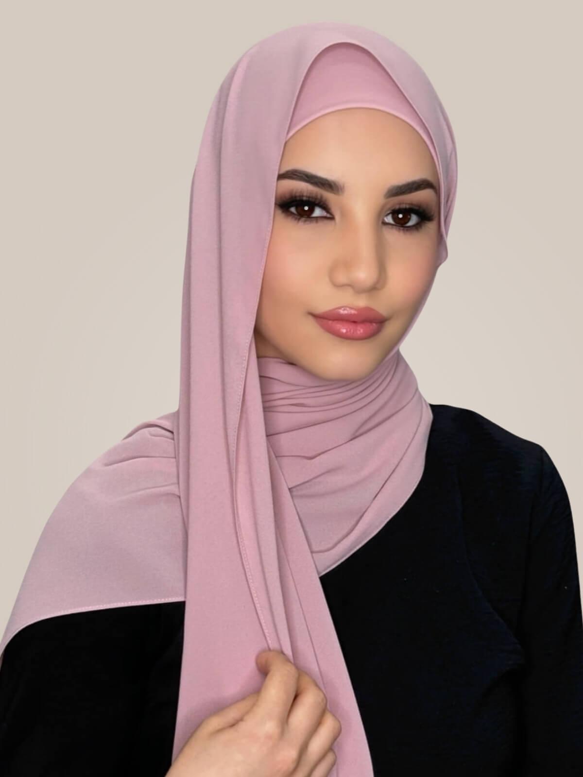 Matching Chiffon Hijab Set-Blush Rose