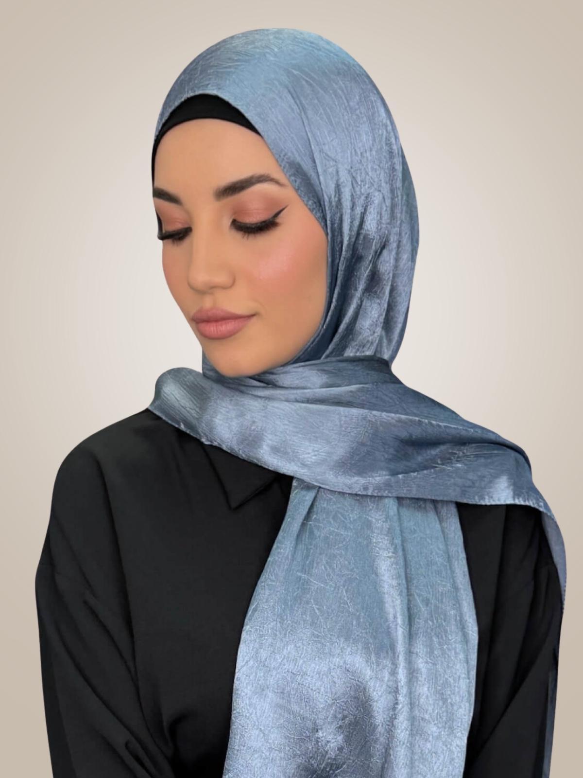 Classic Satin Hijab-Jean Blue