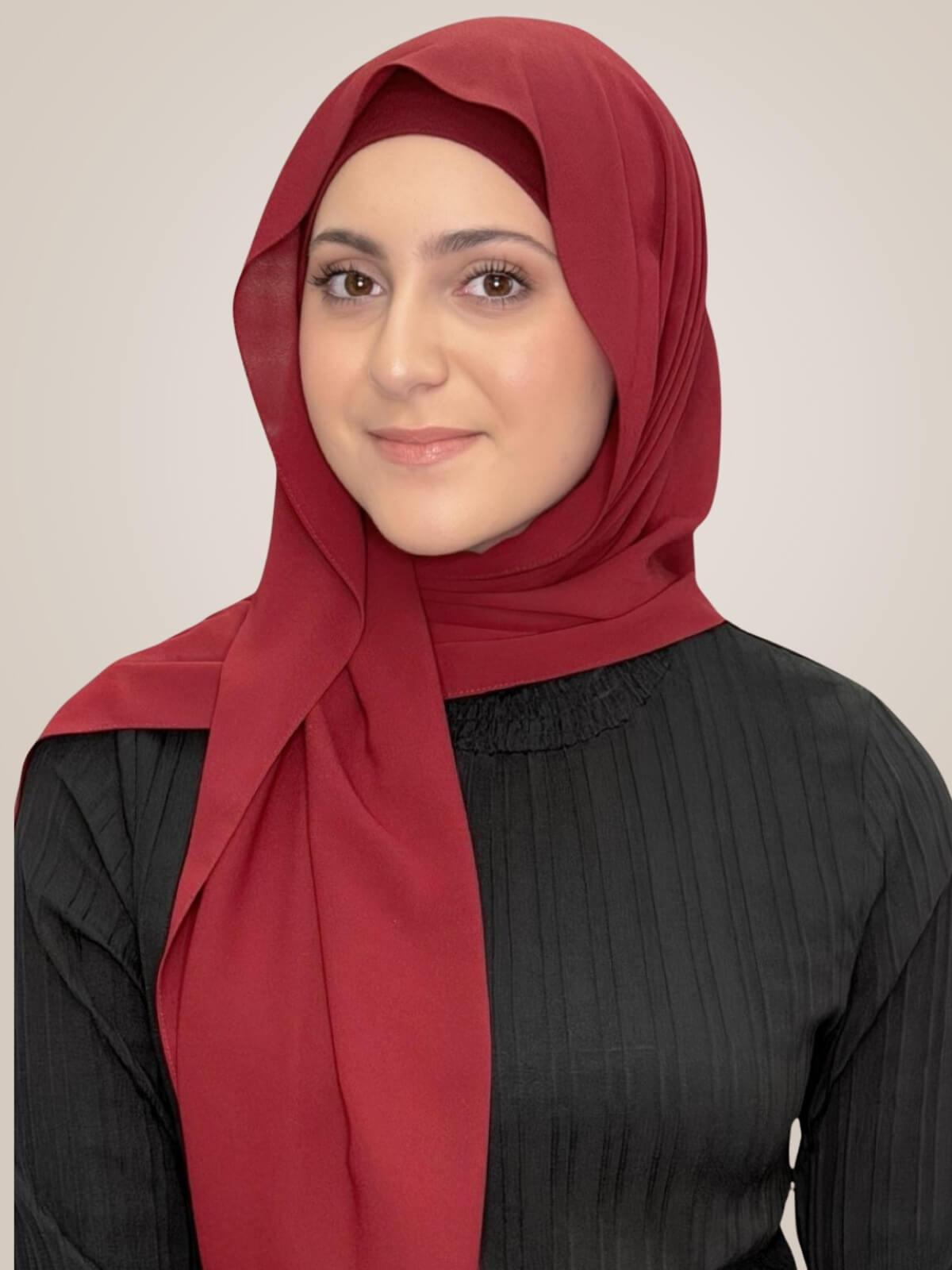 Modish Girl Matching Chiffon Hijab Set-Mahogany