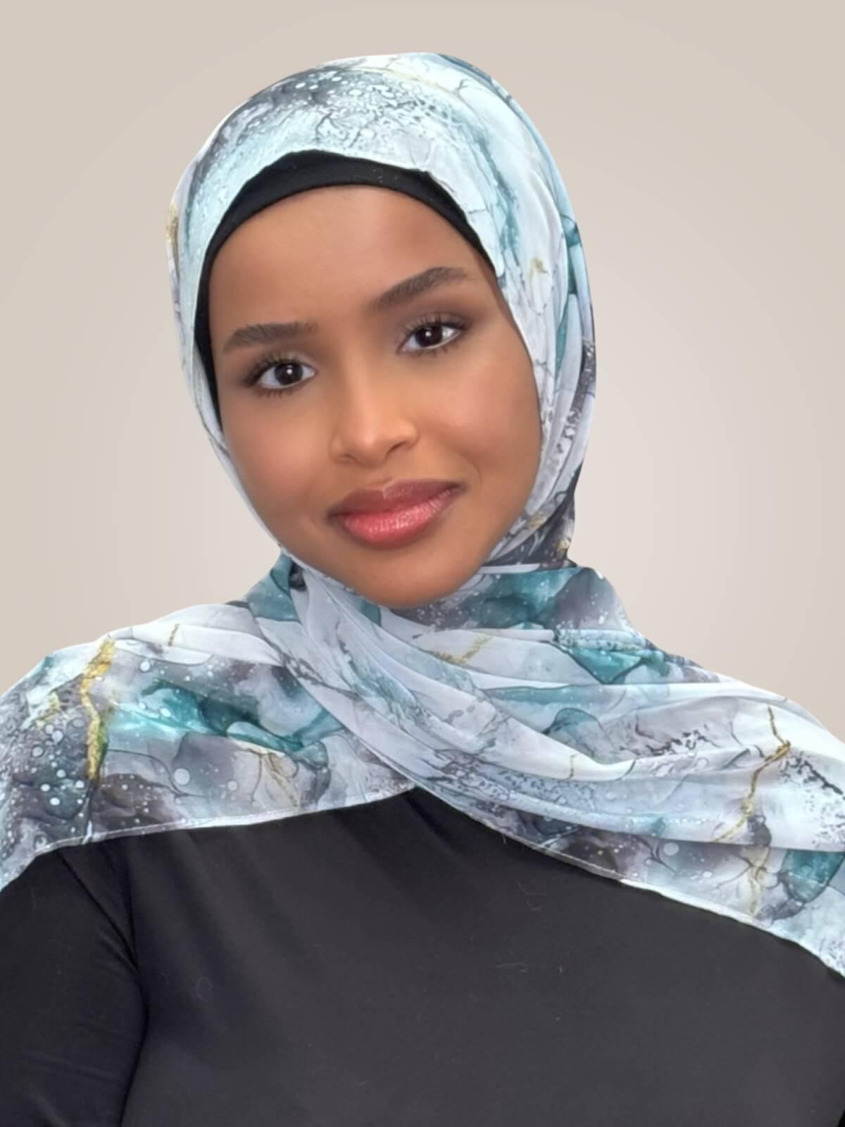 Printed Chiffon Hijab-Mystic Marble