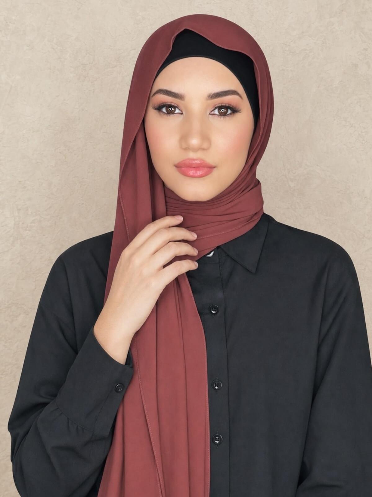 Classic Chiffon Hijab-Auburn Red