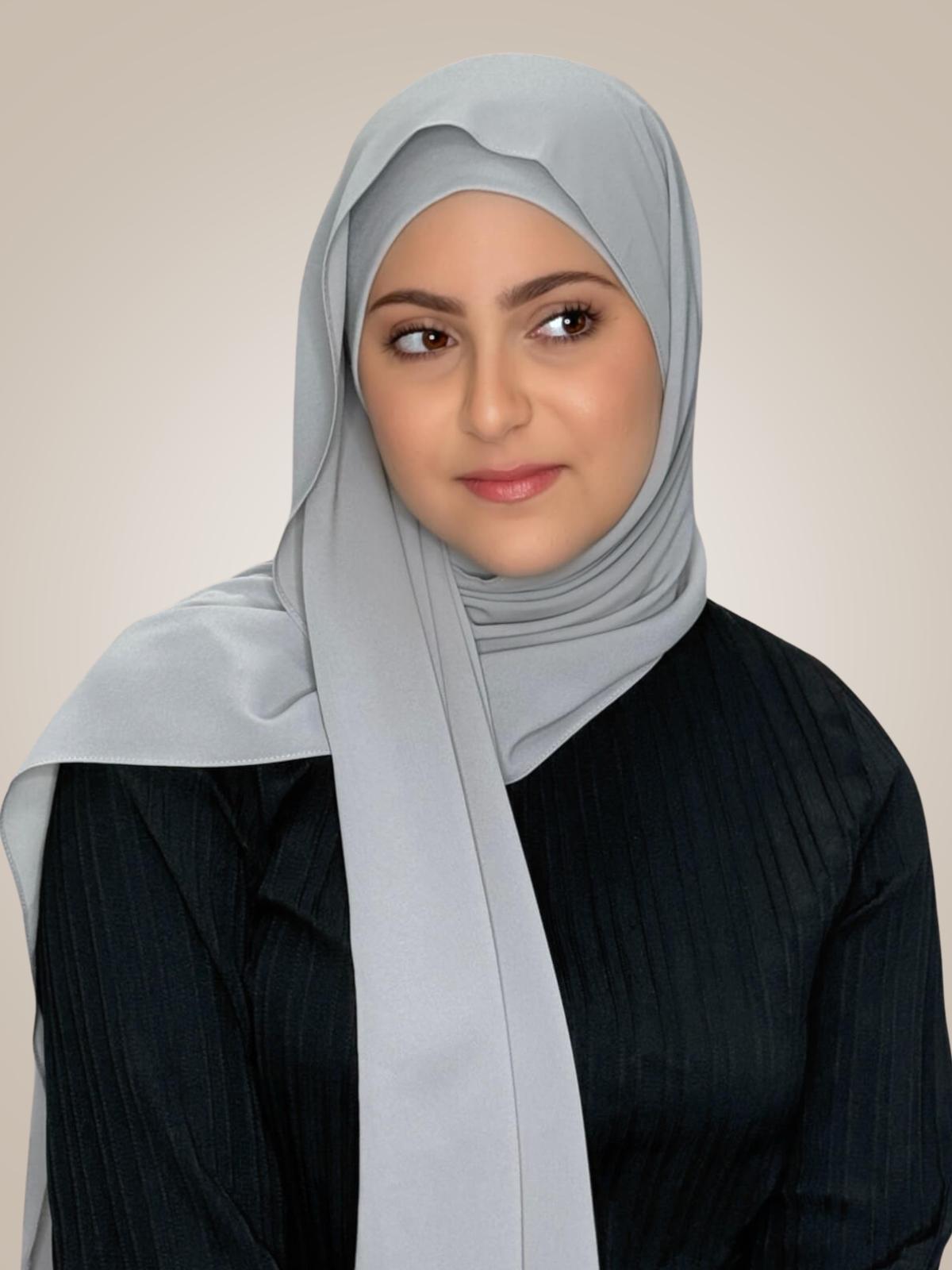 Modish Girl Matching Chiffon Hijab Set-Dolphin Gray