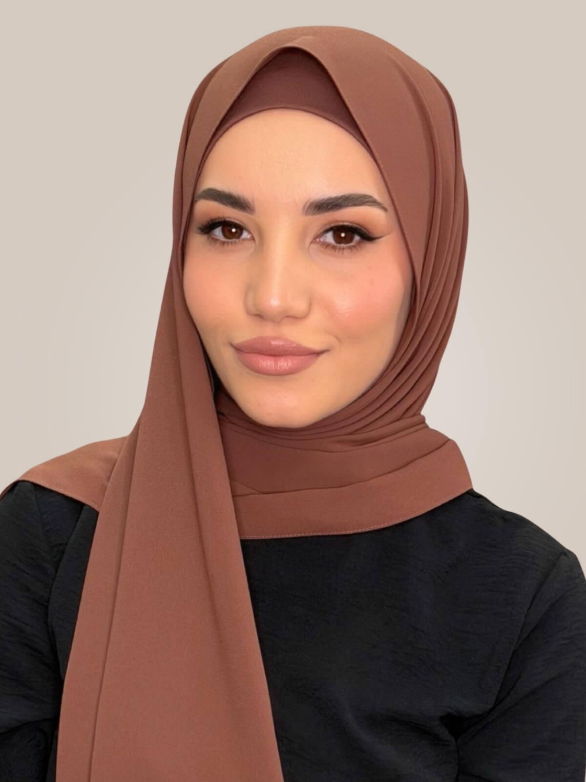 Matching Chiffon Hijab Set-Burnt Redwood
