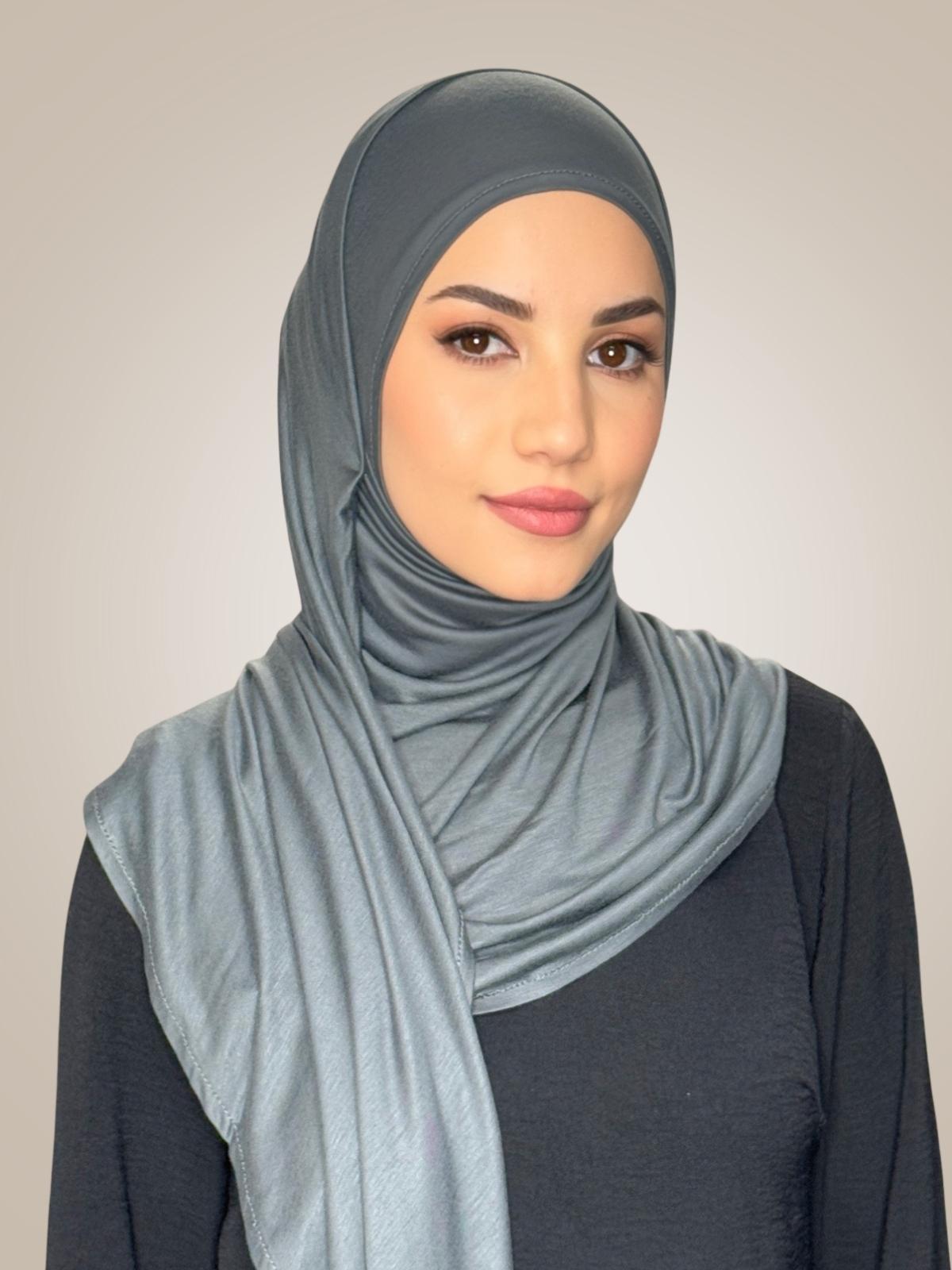 Pre-Sewn Jersey Hijab-Pebble Grey