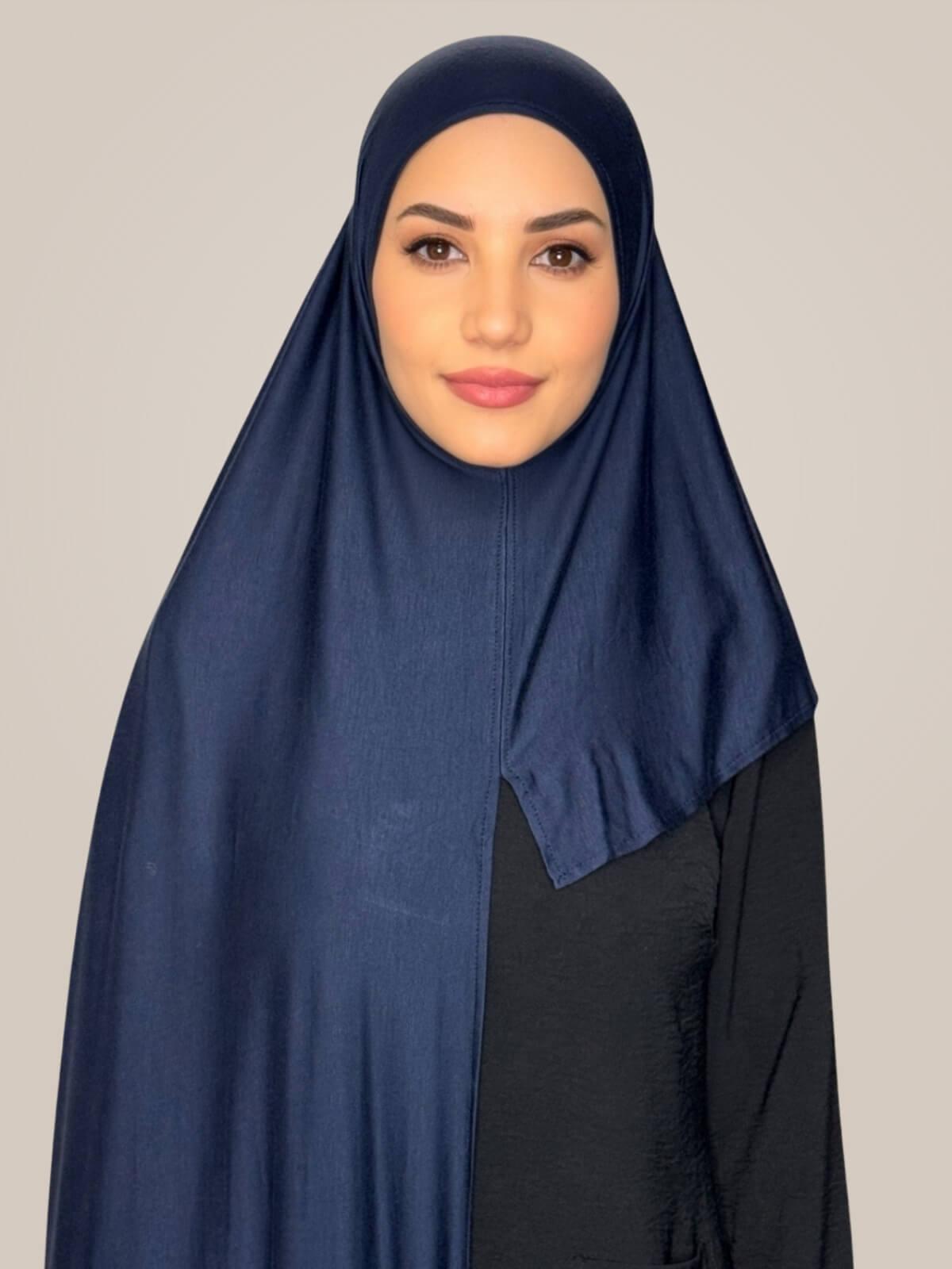 Pre-Sewn Jersey Hijab-Navy
