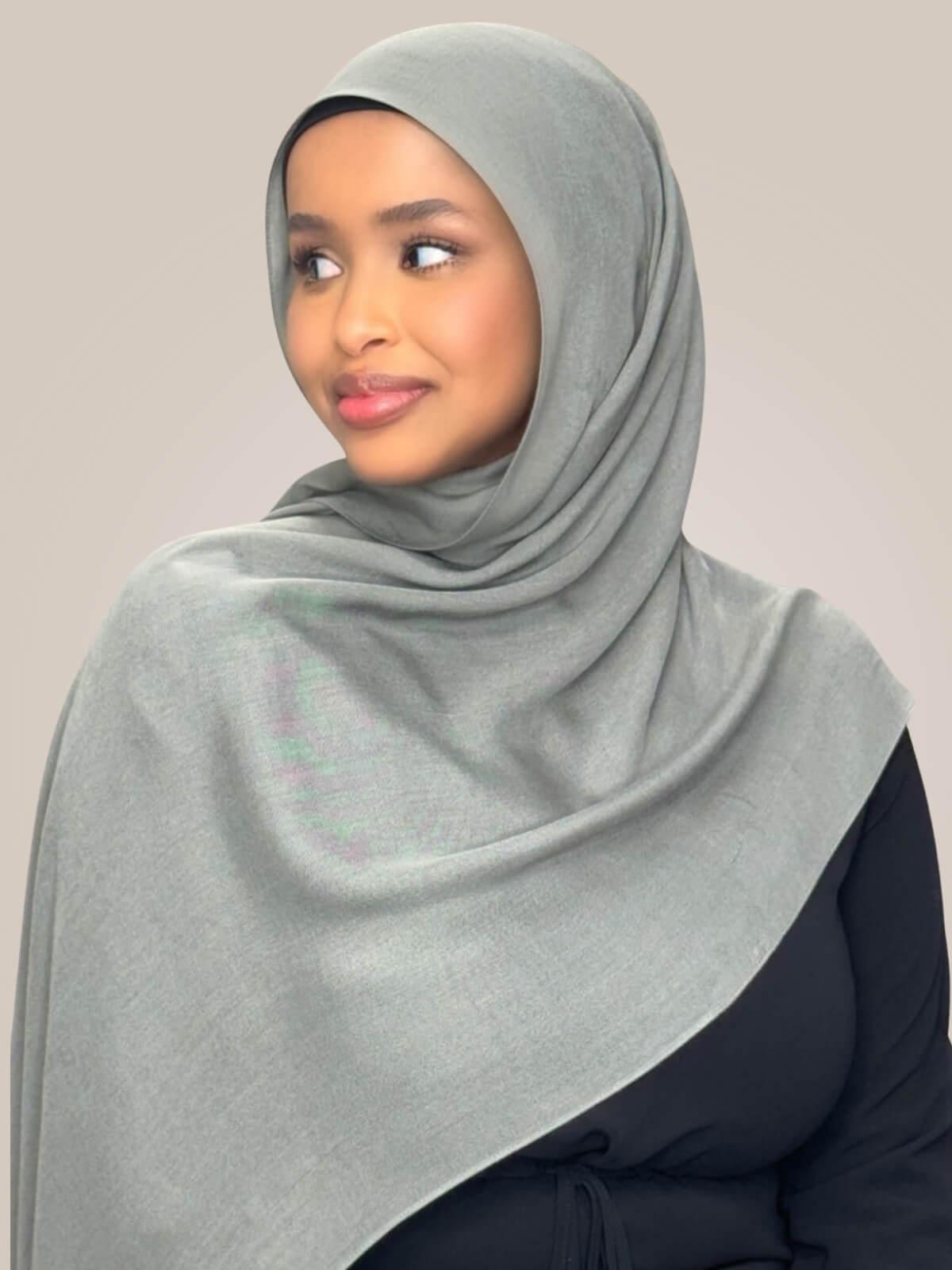 Cotton Modal Hijab-Slate Green