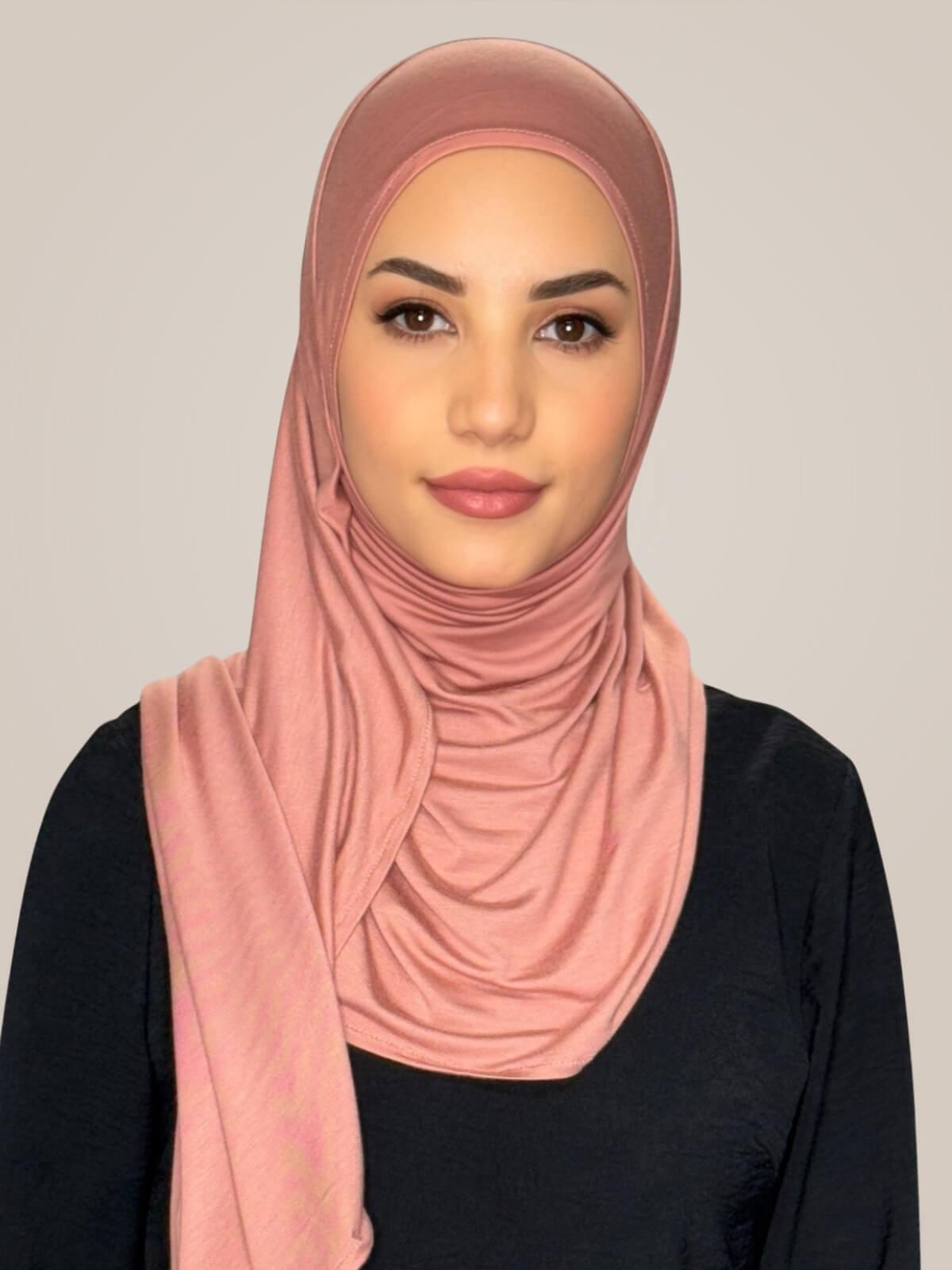 Pre-Sewn Jersey Hijab-Wood Rose
