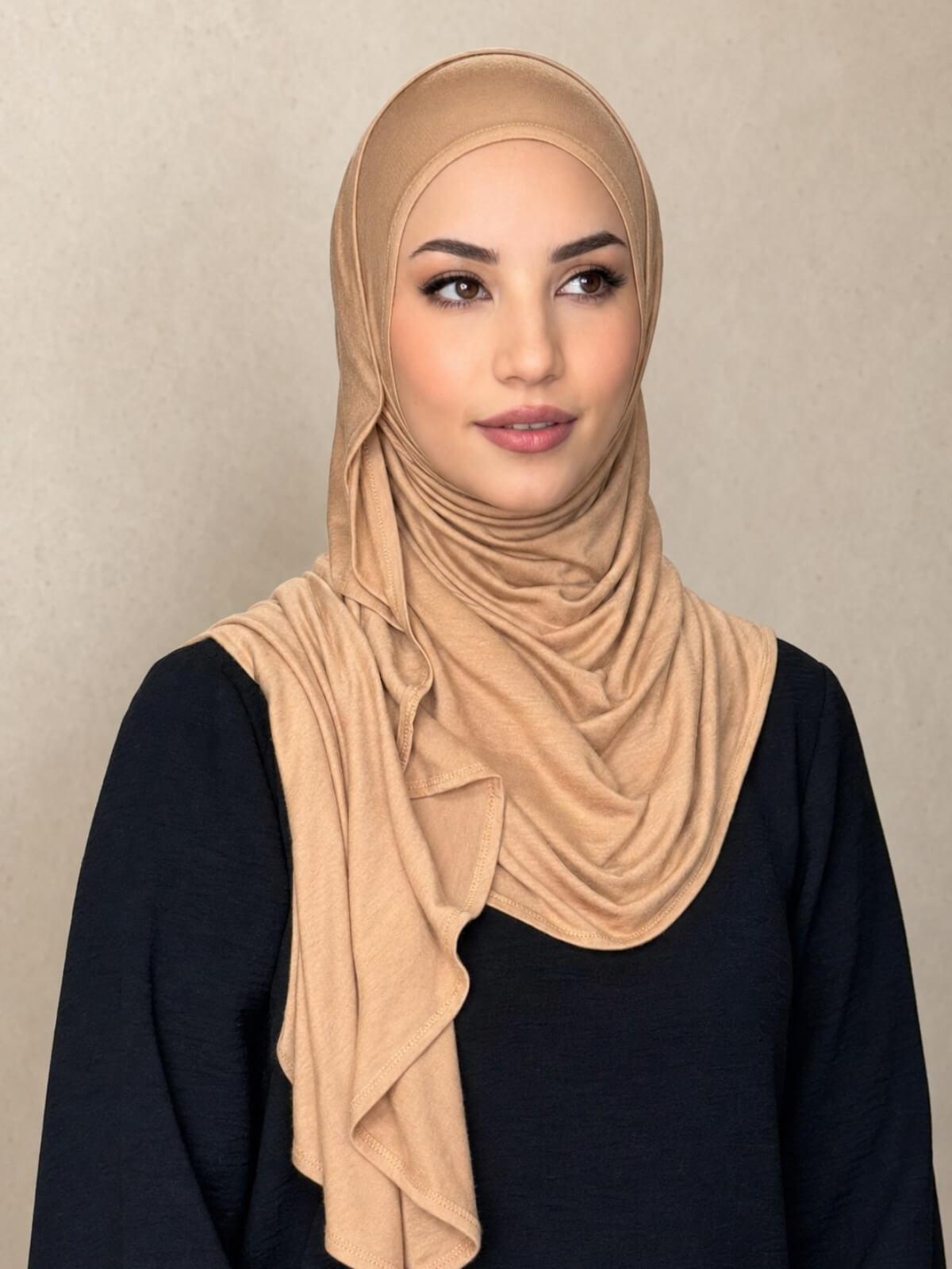 Pre-Sewn Jersey Hijab-Honey