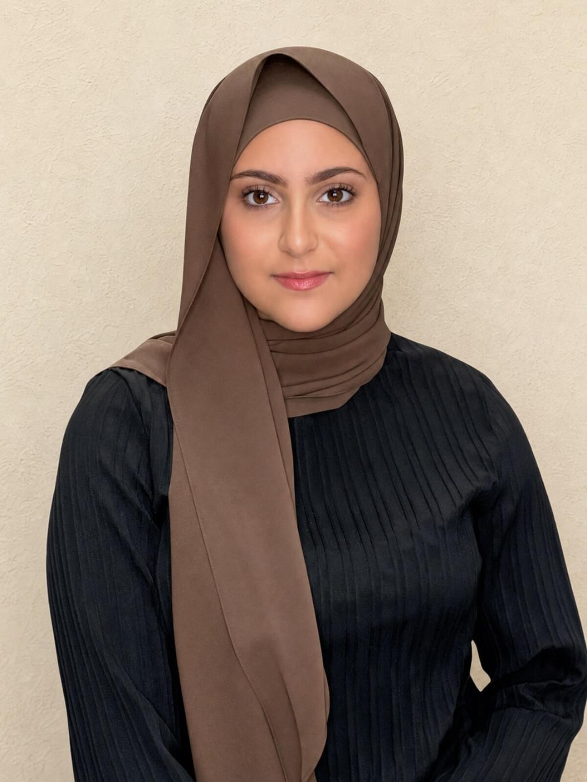 Modish Girl Matching Chiffon Hijab Set-Swiss Brown