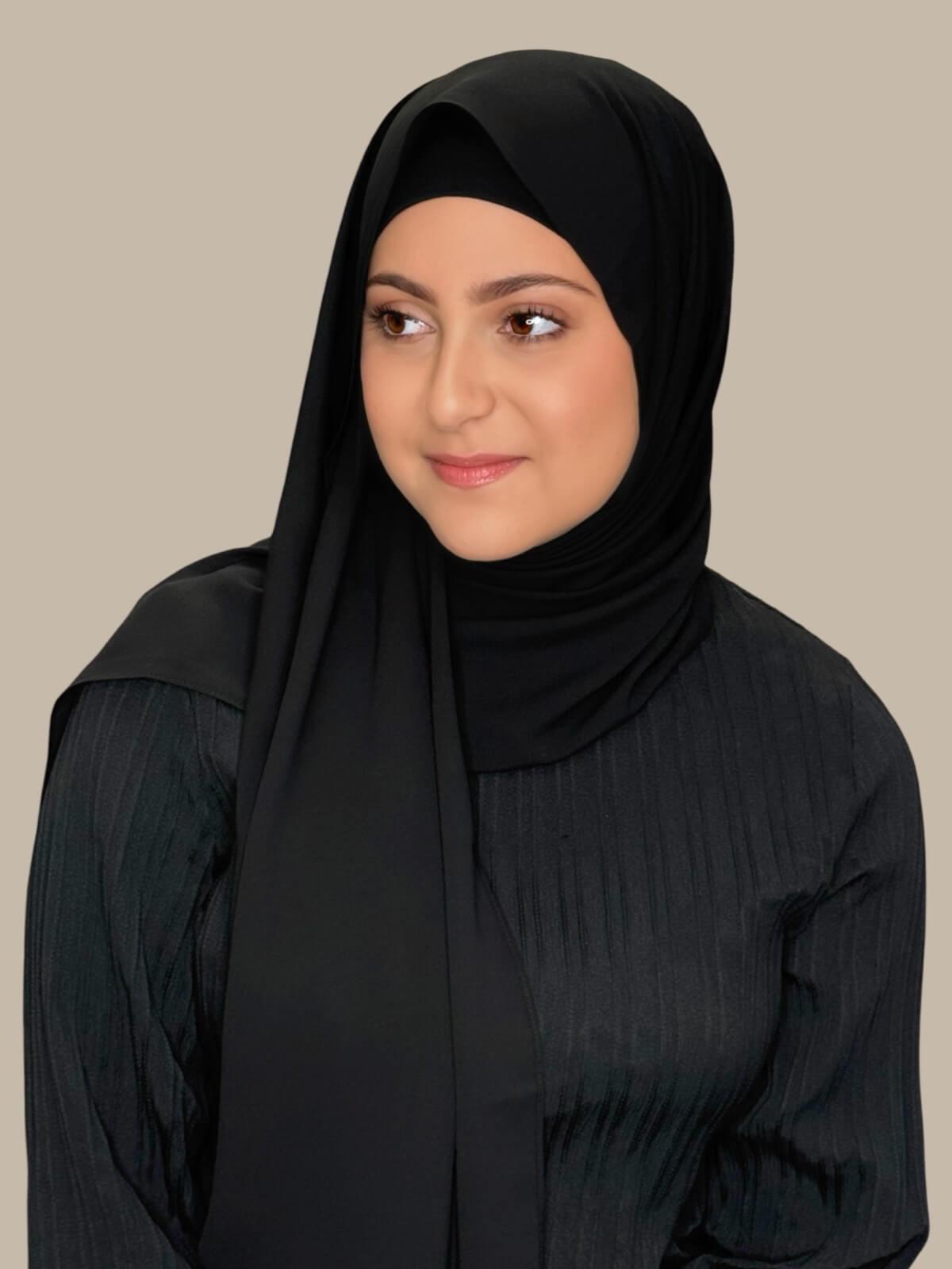 Modish Girl Matching Chiffon Hijab Set-Black