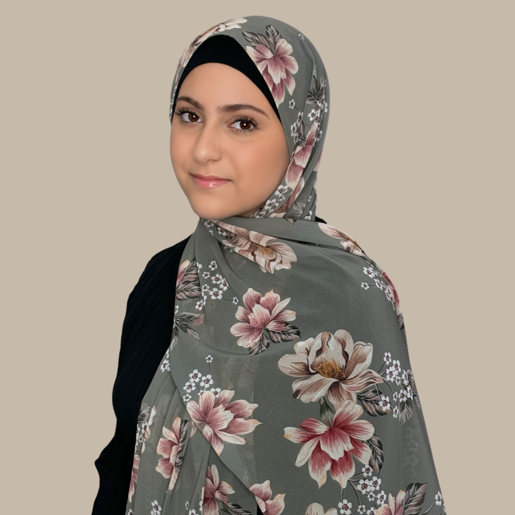 Modish Girl Printed Chiffon Hijab-Vintage Peony - Modish Hijab