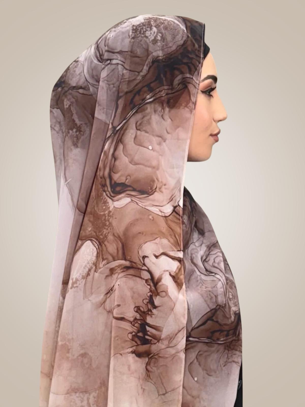 Printed Chiffon Hijab-Desert Dust