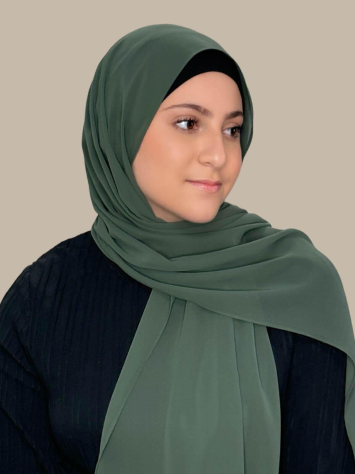 Modish Girl Luxury Chiffon Hijab-Army Green