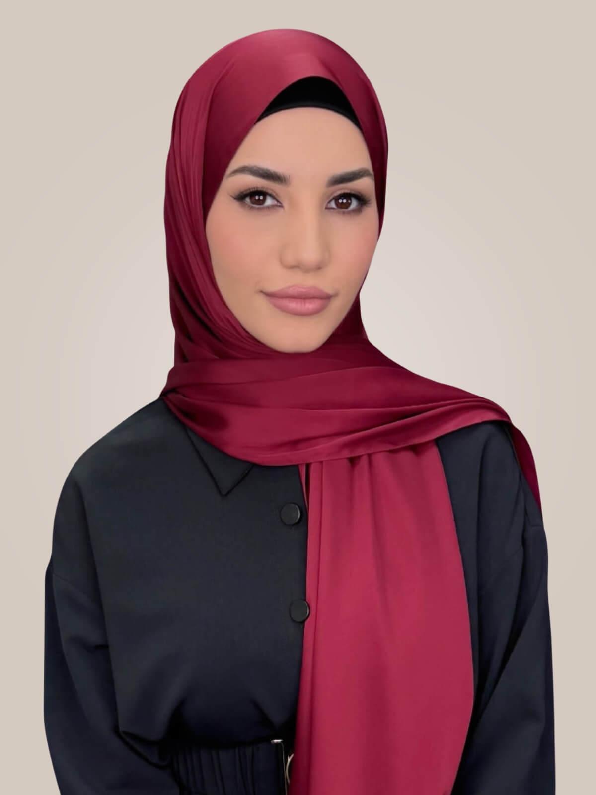 Premium Satin Hijab-Velvet Wine