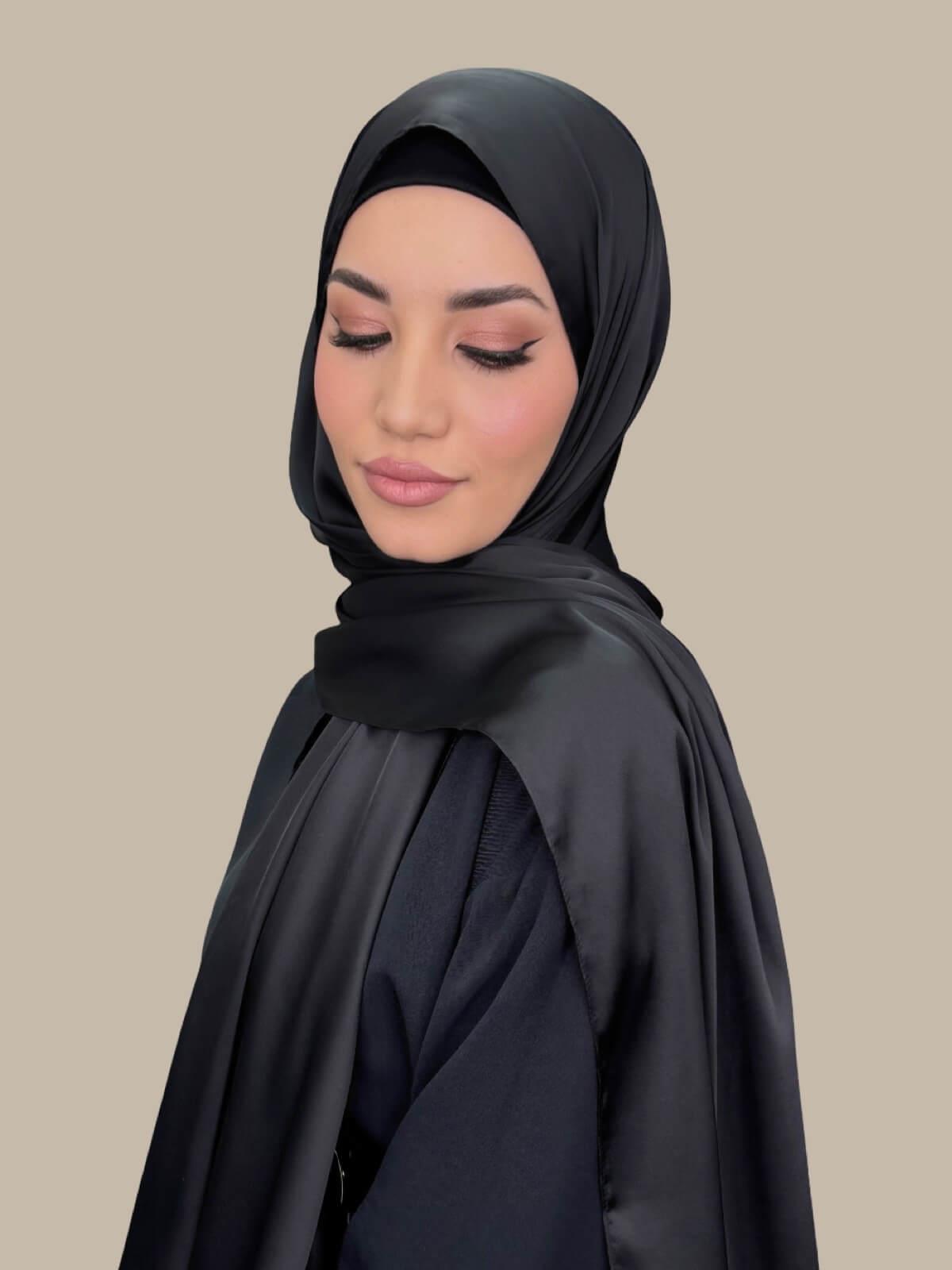 Premium Satin Hijab-Coal