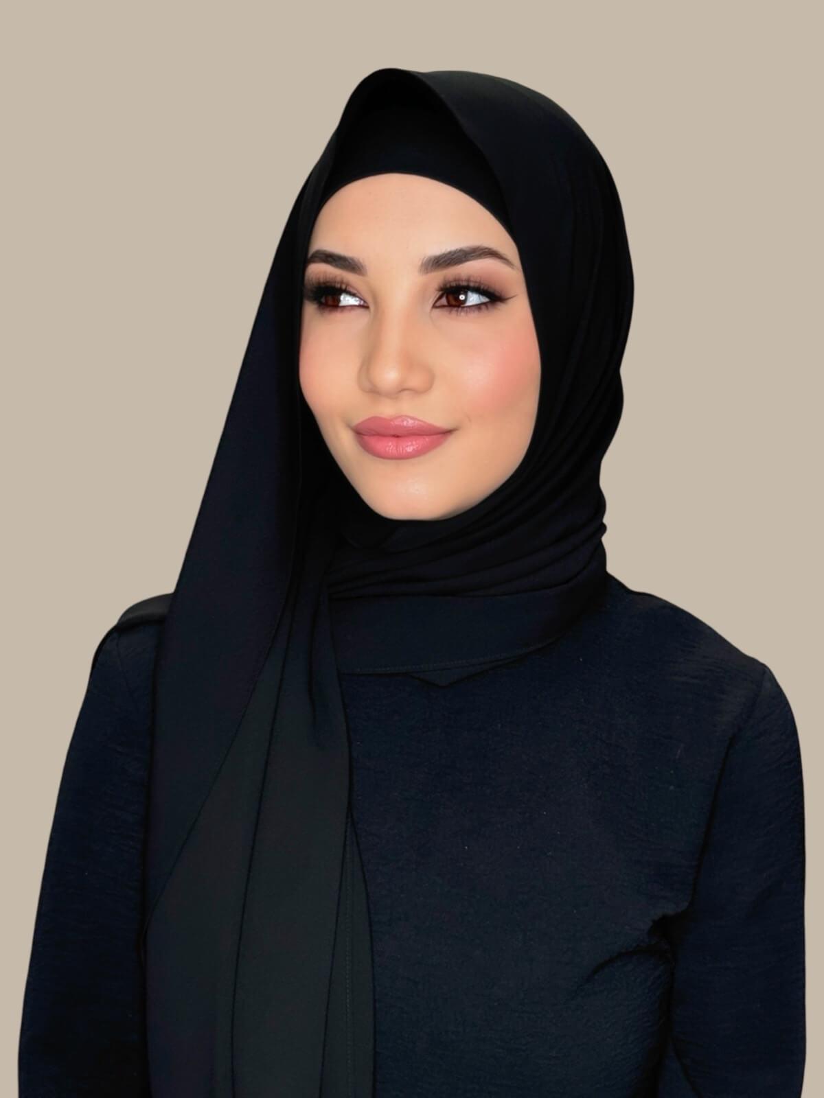 Matching Chiffon Hijab Set-Black