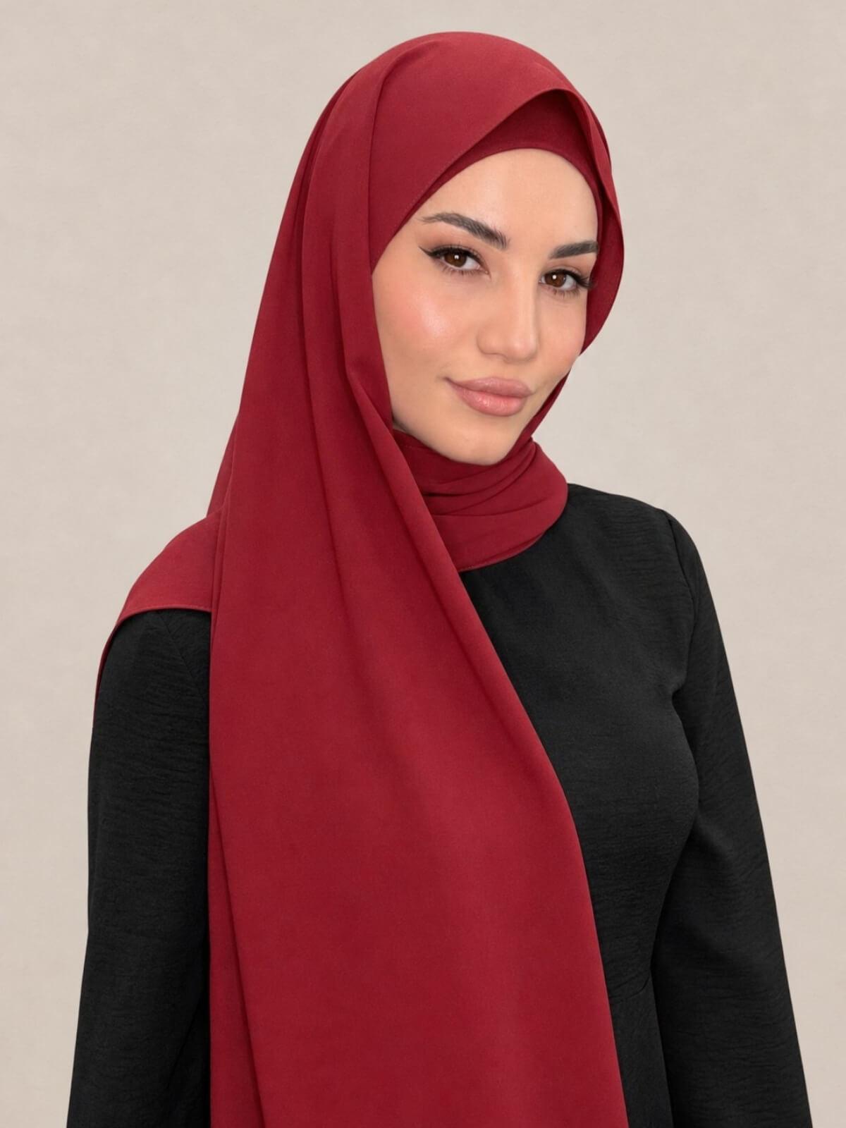 Matching Chiffon Hijab Set-Mahogany