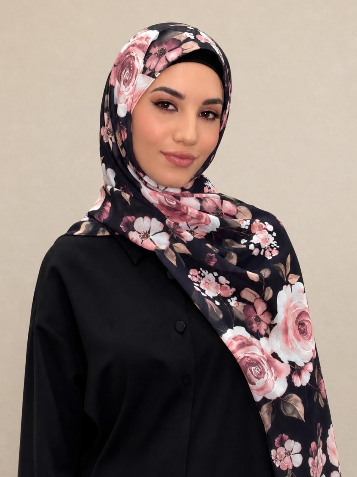 Printed Chiffon Hijab-Breathless Blossom