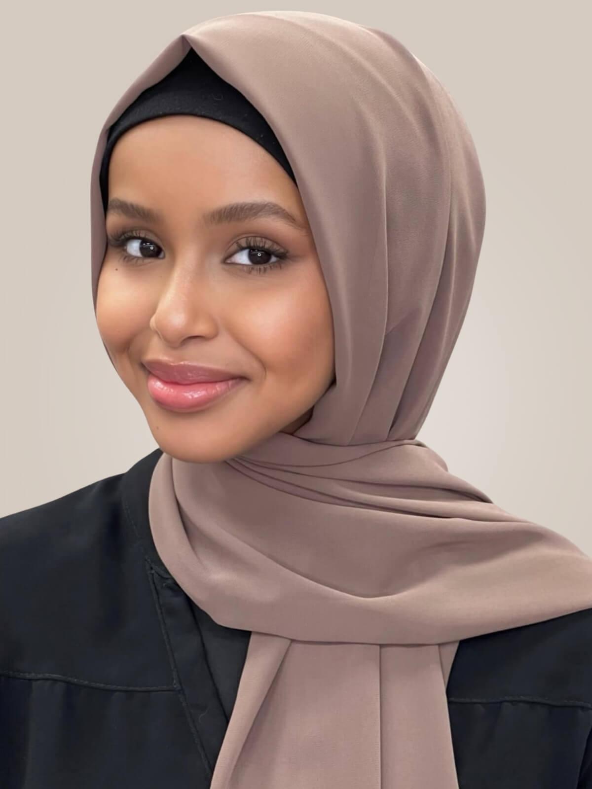 Luxury Chiffon Hijab-Chestnut Brown