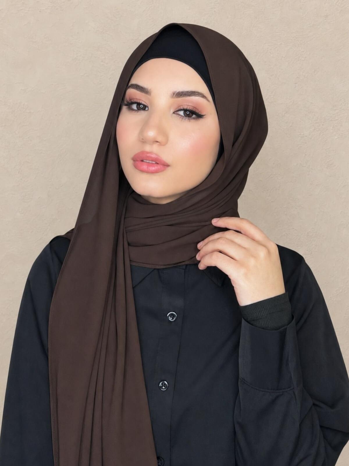 Luxury Chiffon Hijab-Brown