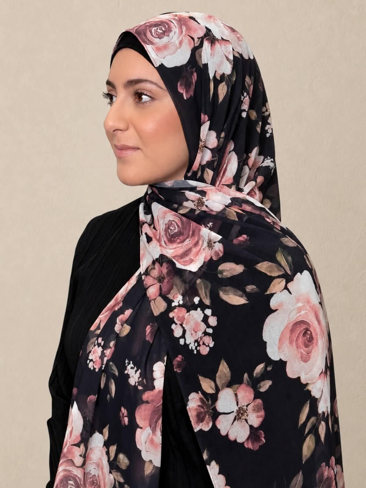 Modish Girl Printed Chiffon Hijab-Breathless Blossom