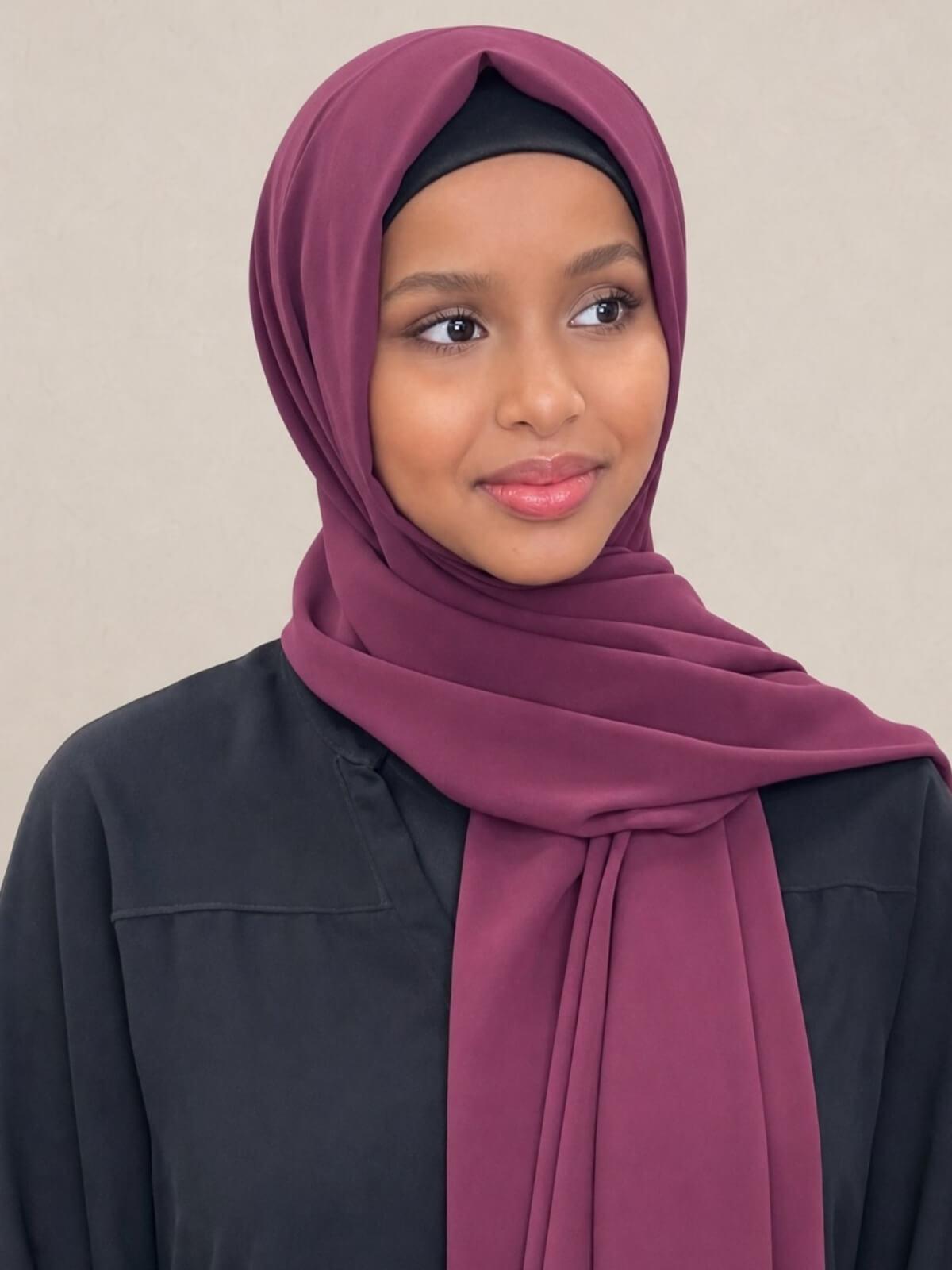 Luxury Chiffon Hijab-Wine