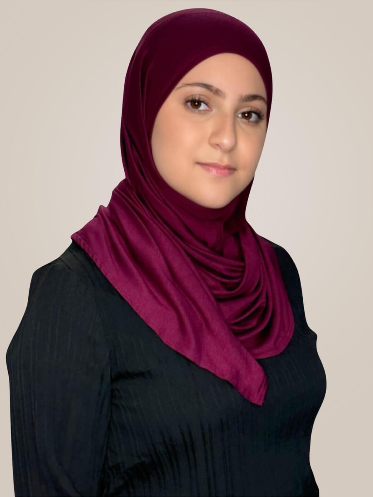 Modish Girl Pre-Sewn Jersey Hijab-Burgundy