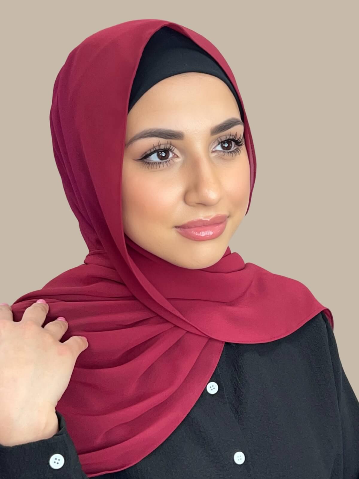 Luxury Chiffon Hijab-Blood Red