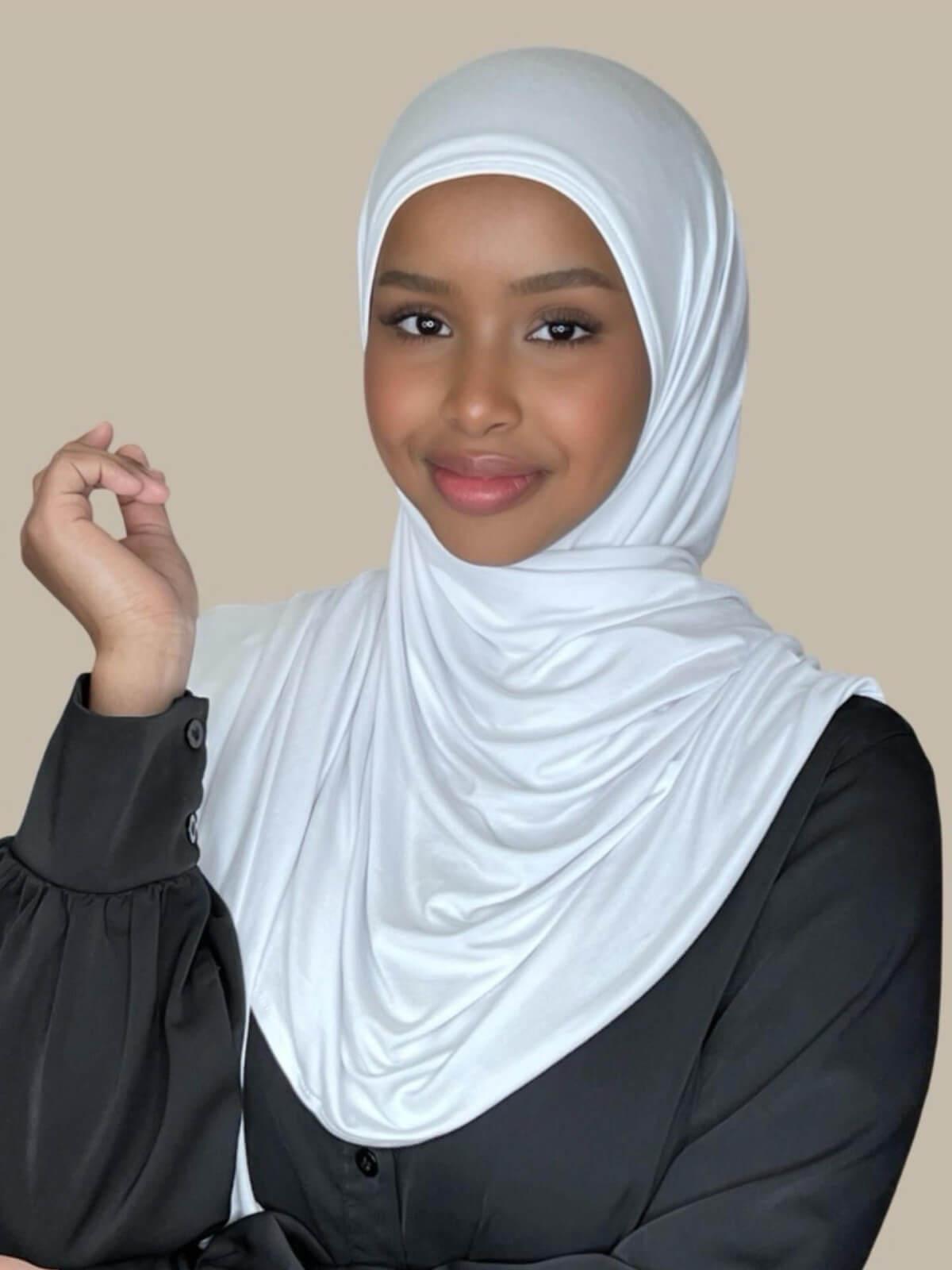 Pre-Sewn Jersey Hijab-White