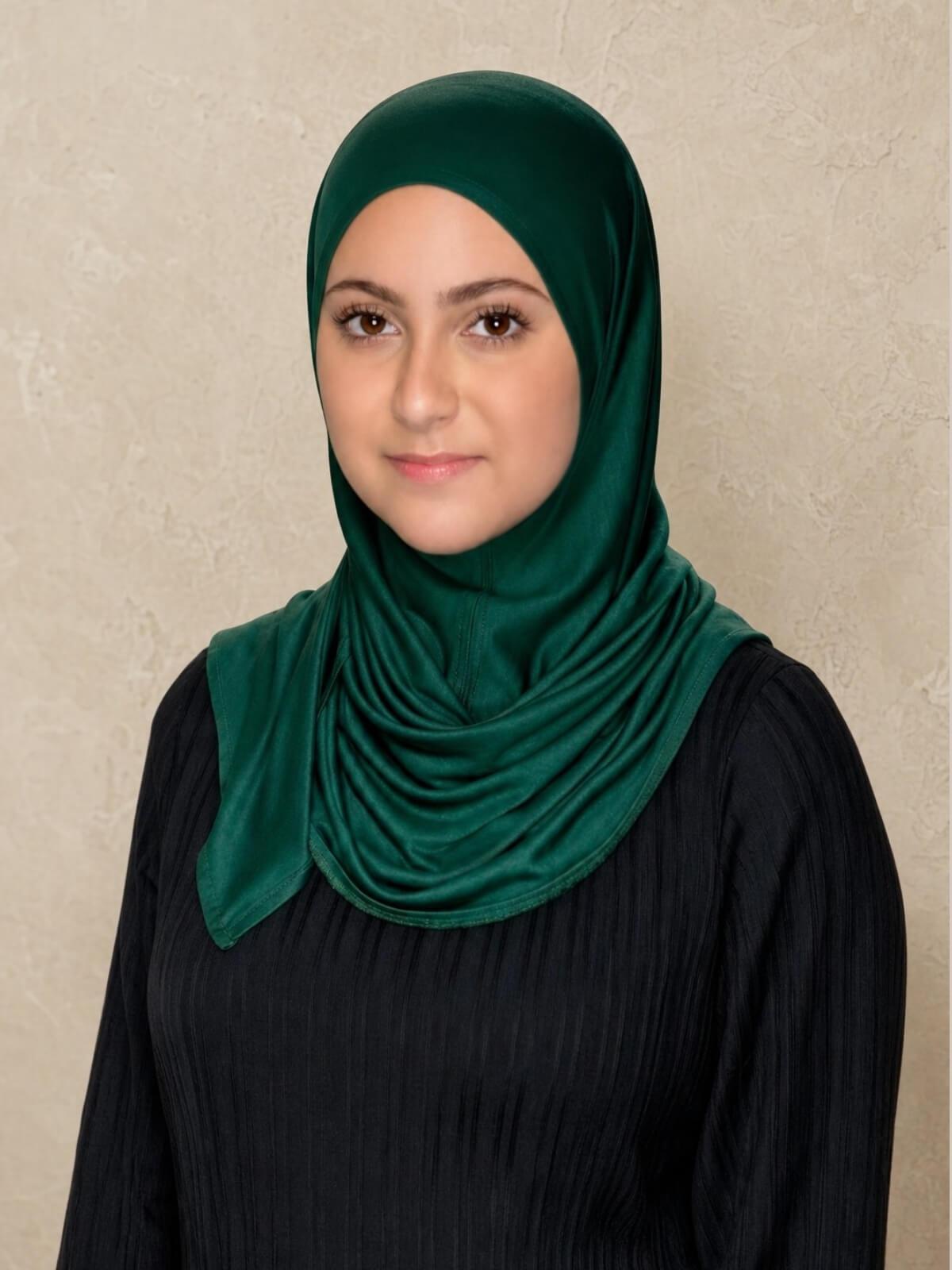 Modish Girl Pre-Sewn Jersey hijab-Forrest Green