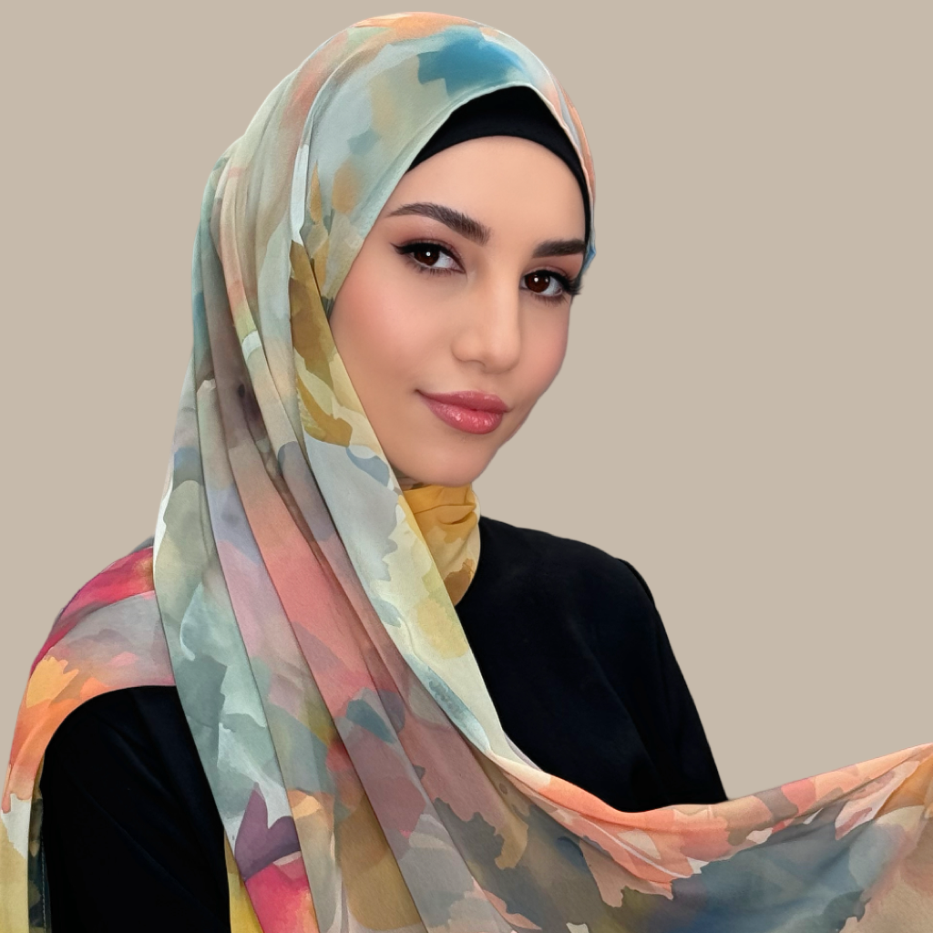 Printed Chiffon Hijab-Petal Whisper - Modish Hijab