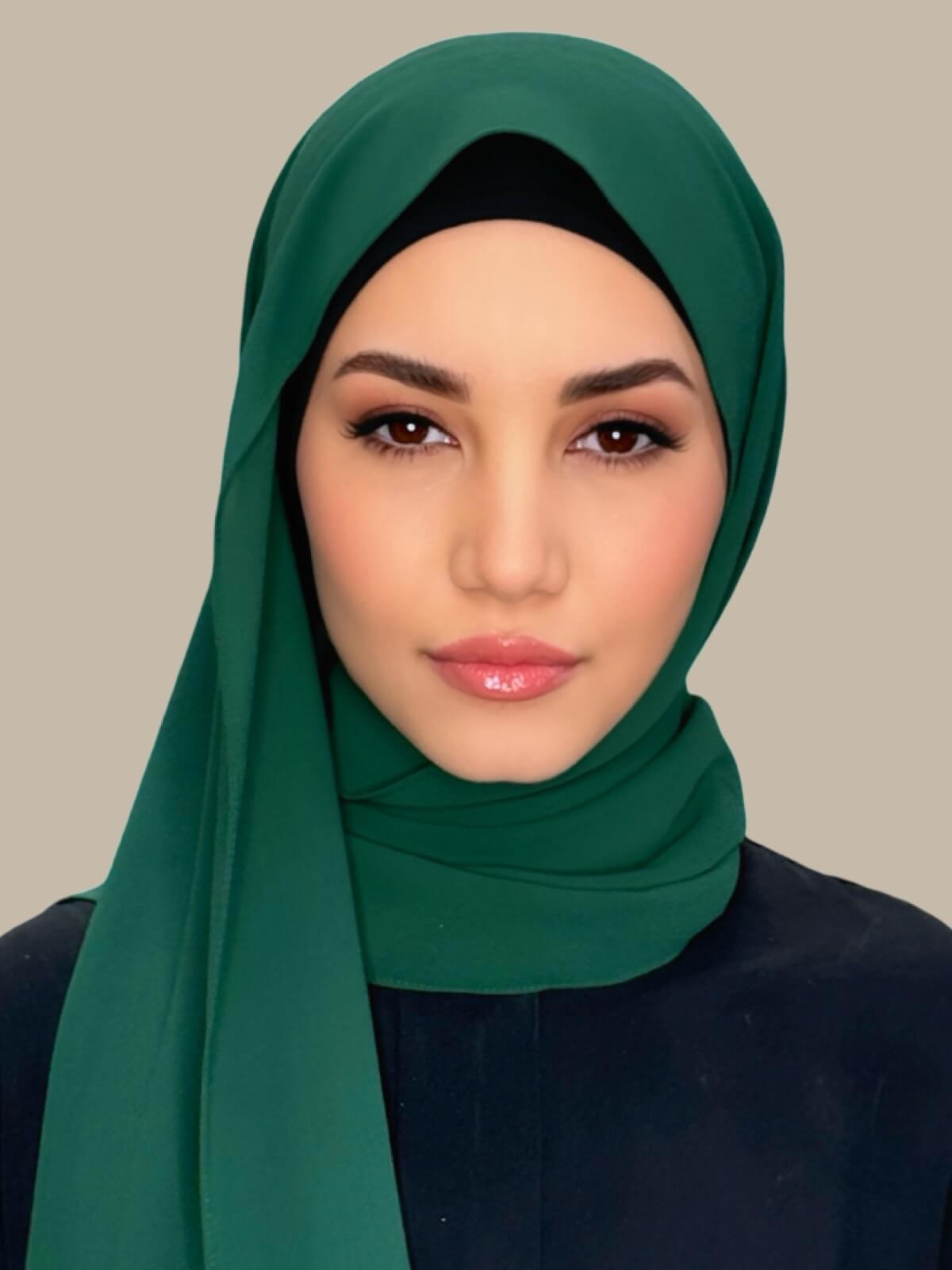 Classic Chiffon Hijab-Forrest Green