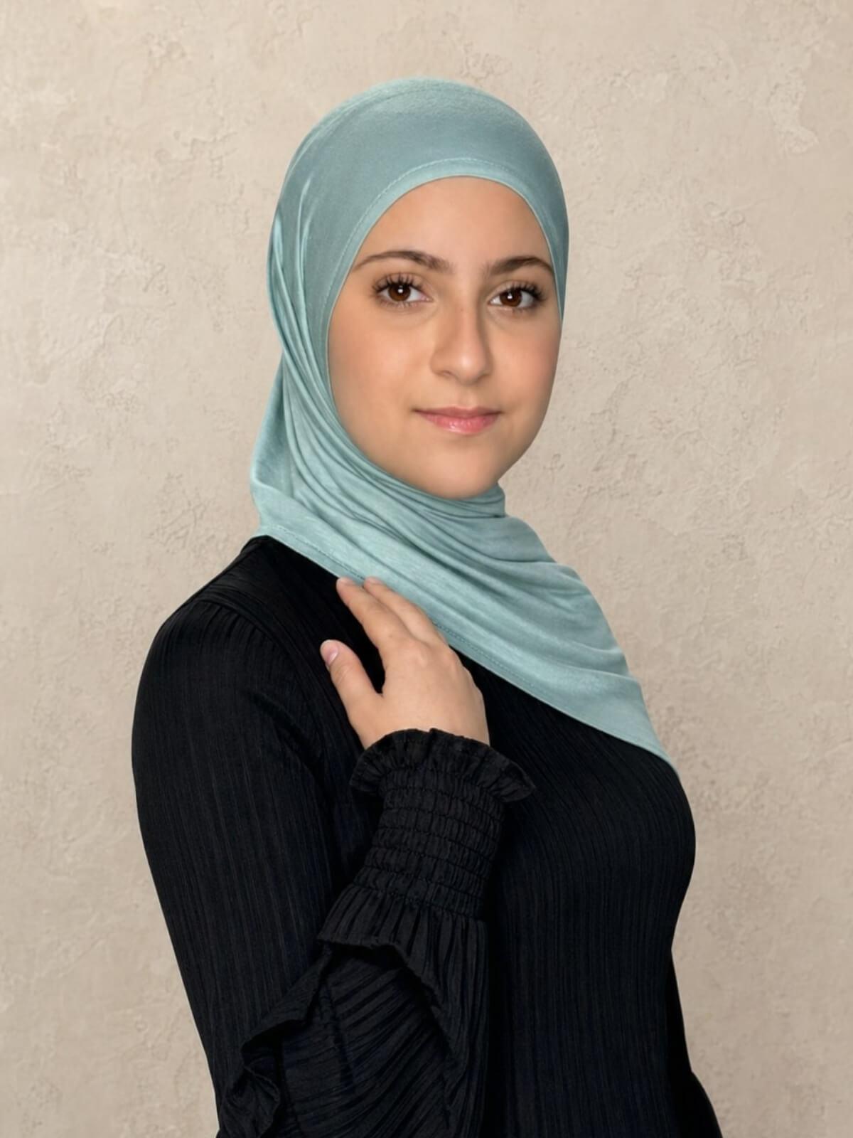 Modish Girl Pre-Sewn Jersey hijab-Pale Cyan