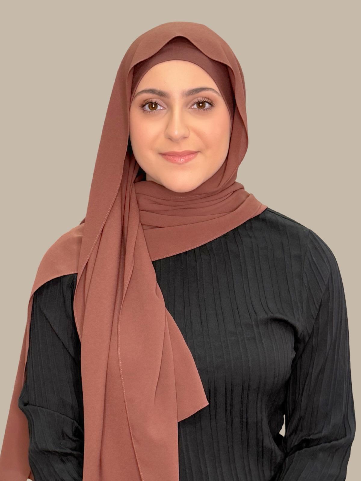 Modish Girl Matching Chiffon Hijab Set-Burnt Redwood