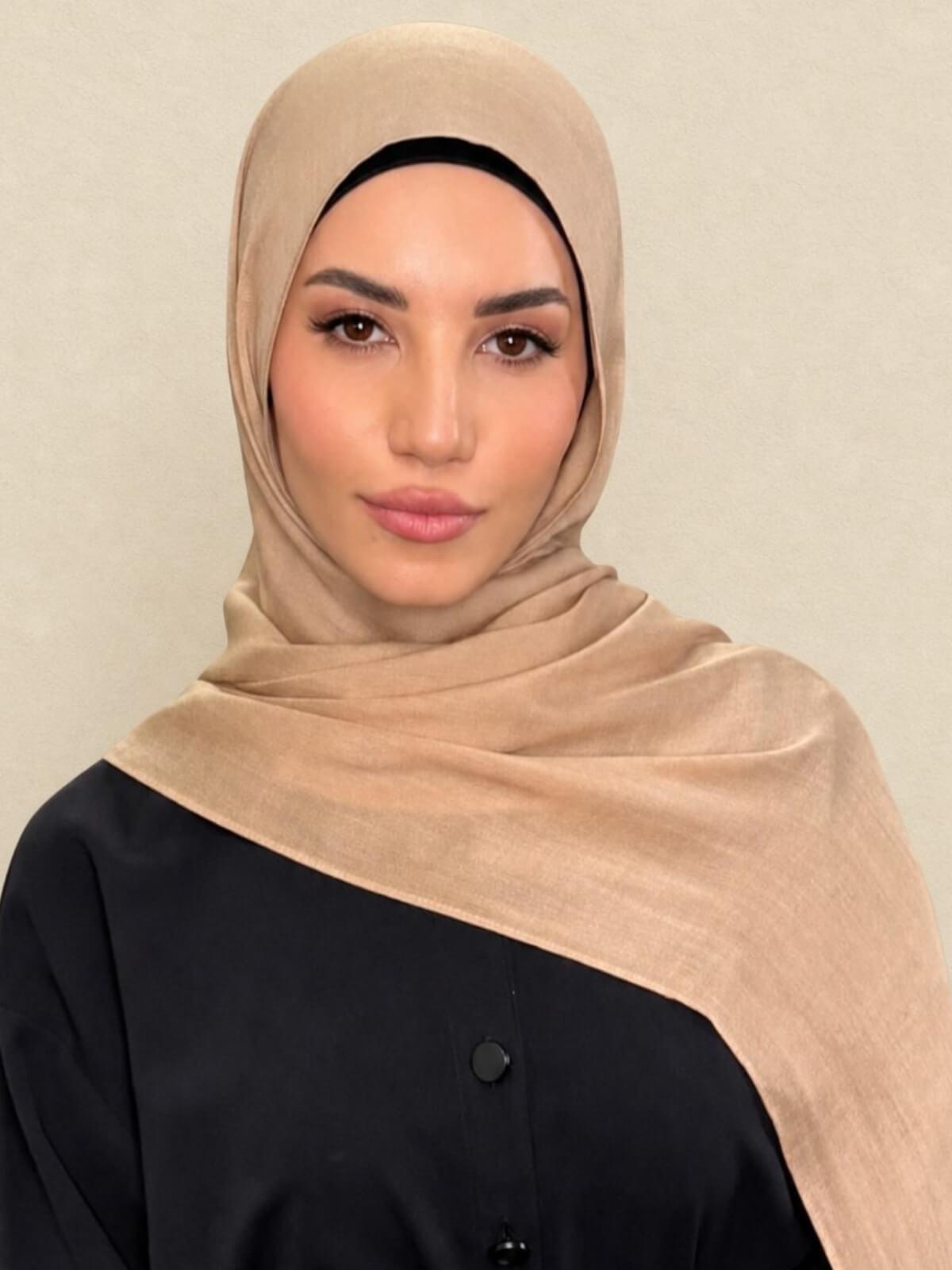 Cotton Modal Hijab-Tan