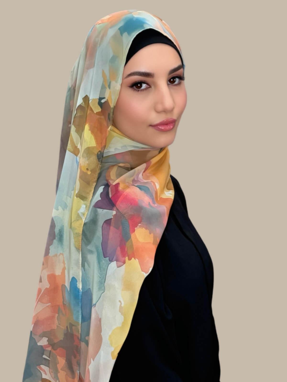 Printed Chiffon Hijab-Petal Whisper